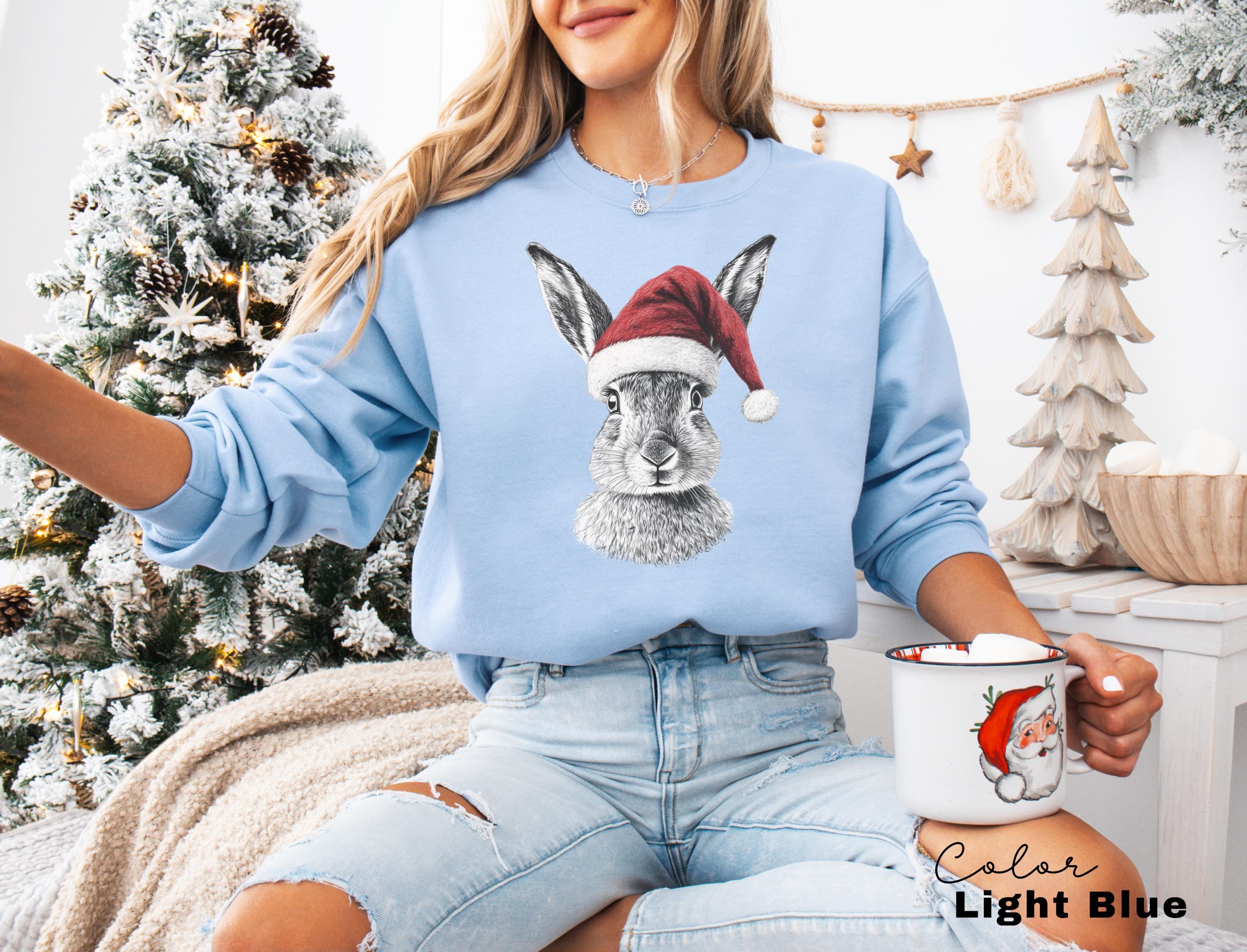 Retro 90's Animal Christmas Sweatshirt, Rabbit Hare Sweatshirt, Retro Nature Camping Crewne, Winter Nature Tee, Cottagecore, Woodland Animal