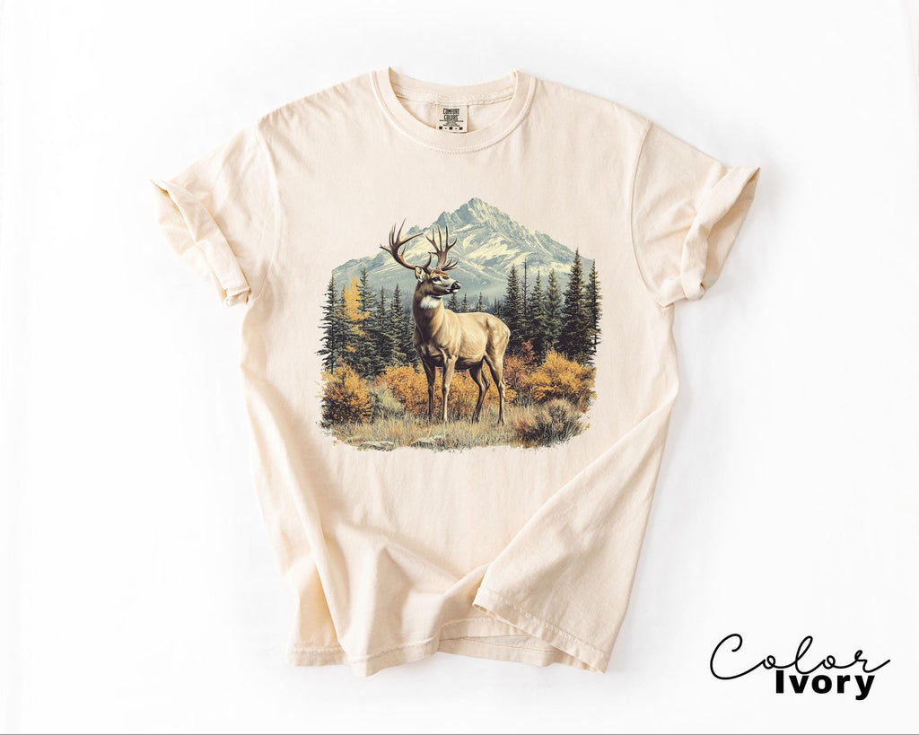 Retro Deer Sweatshirt, Vintage Fall Hunter Scene Crewneck