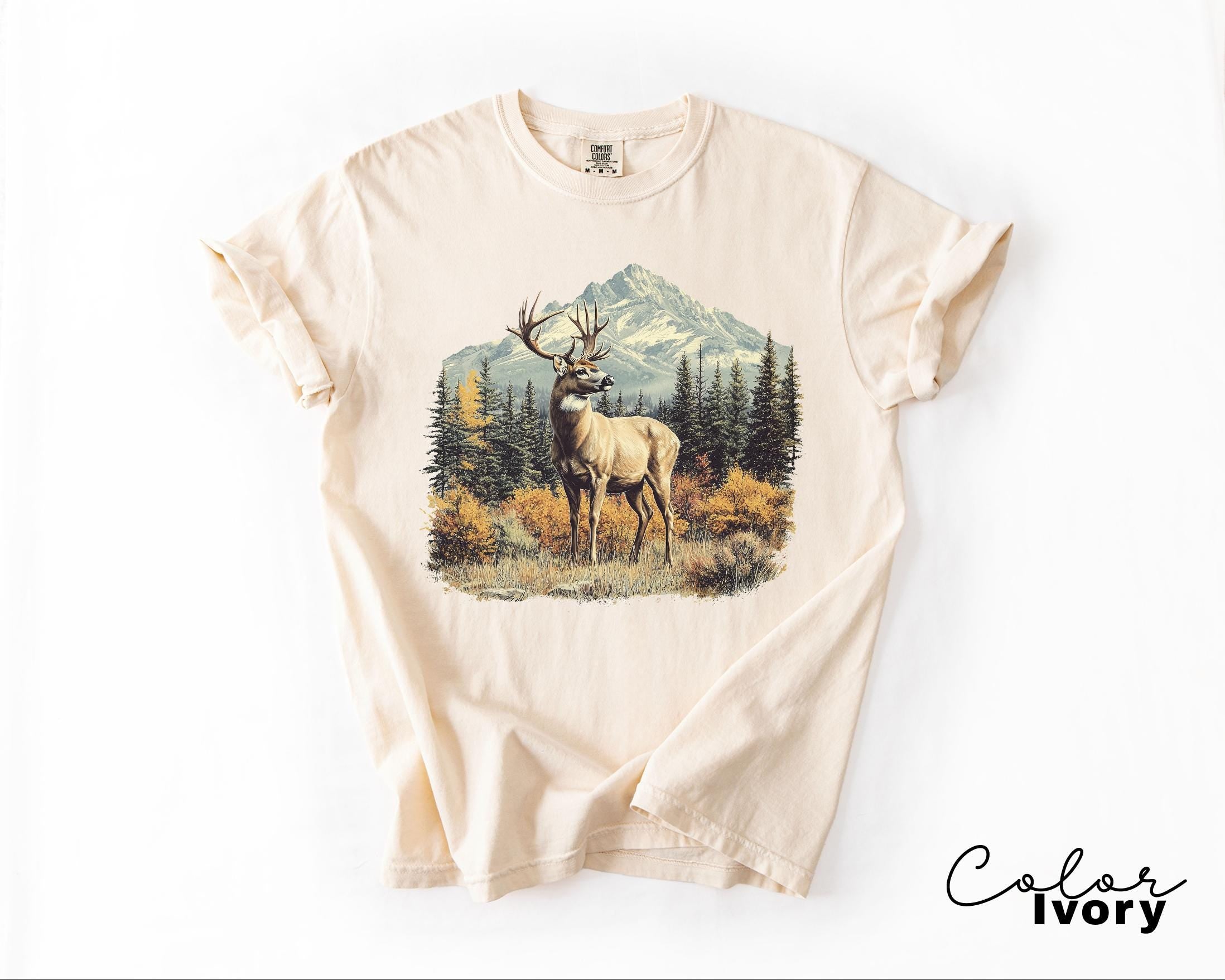 Retro Deer Sweatshirt, Vintage Fall Hunter Scene Crewneck