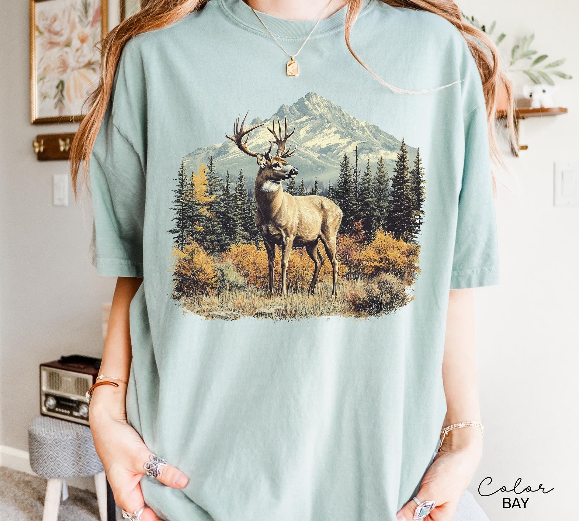Retro Deer Sweatshirt, Vintage Fall Hunter Scene Shirt, 90s Forest Nature Outfit Crewneck, Americana Nostalgia Deer Crewneck, Nature Camping