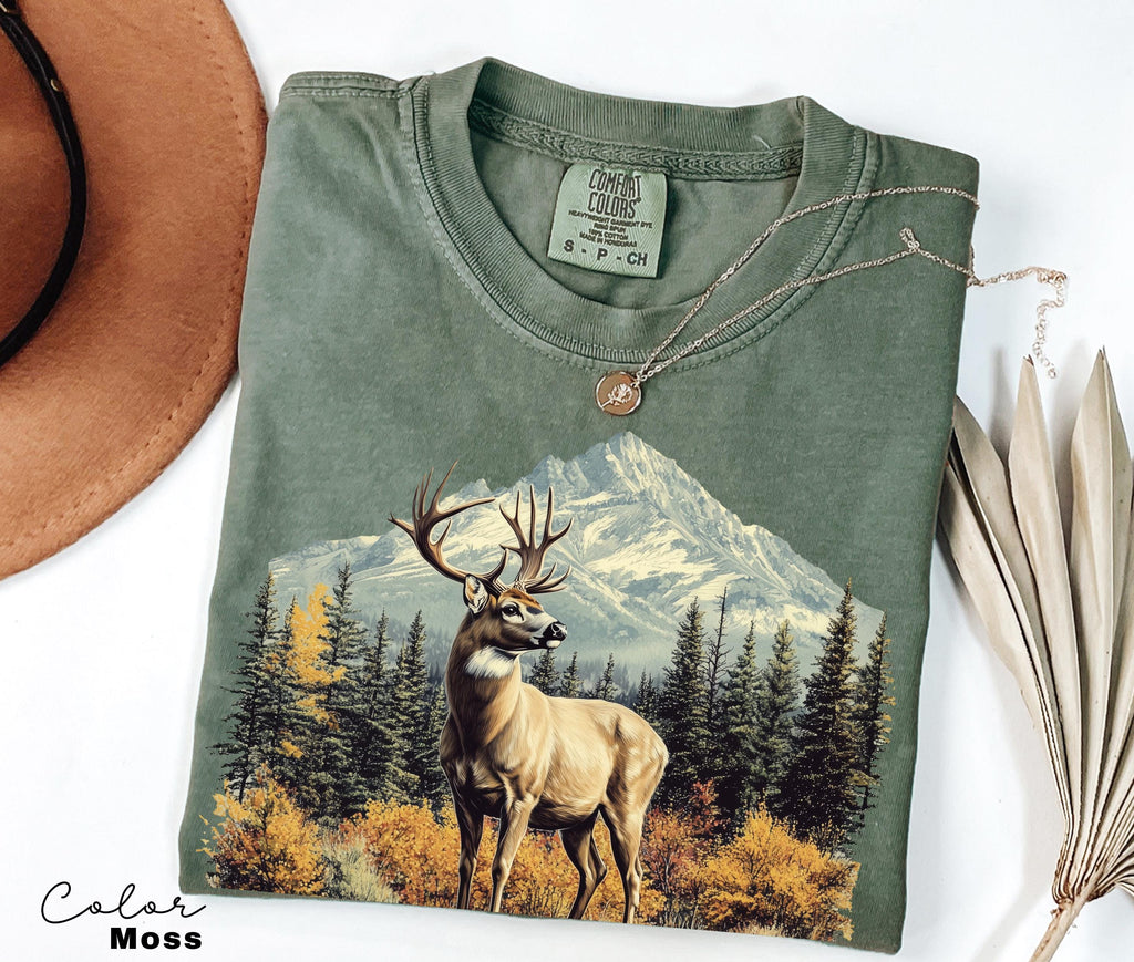 Retro Deer Sweatshirt, Vintage Fall Hunter Scene Crewneck