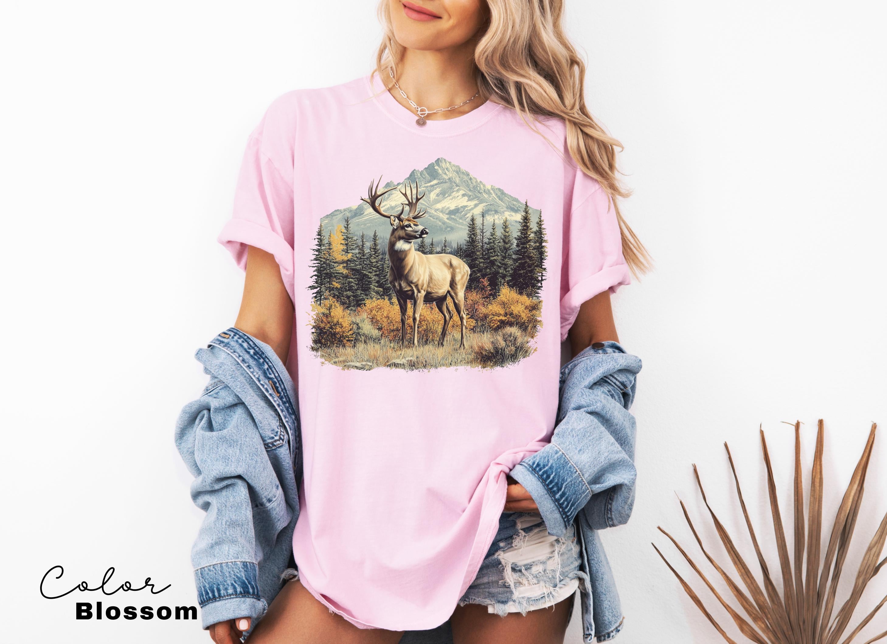 Retro Deer Sweatshirt, Vintage Fall Hunter Scene Shirt, 90s Forest Nature Outfit Crewneck, Americana Nostalgia Deer Crewneck, Nature Camping