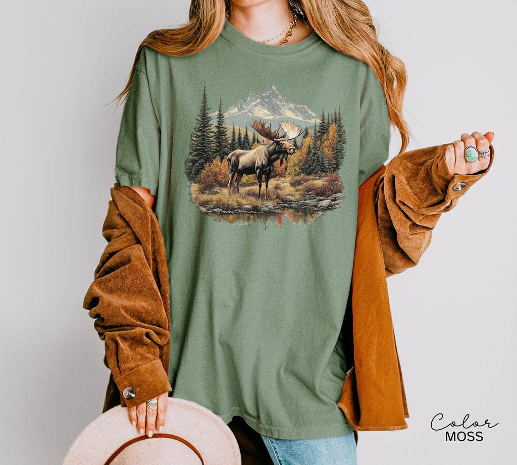 Moose Sweatshirt, Retro Nature Crewneck, 90s Forest Camping Shirt