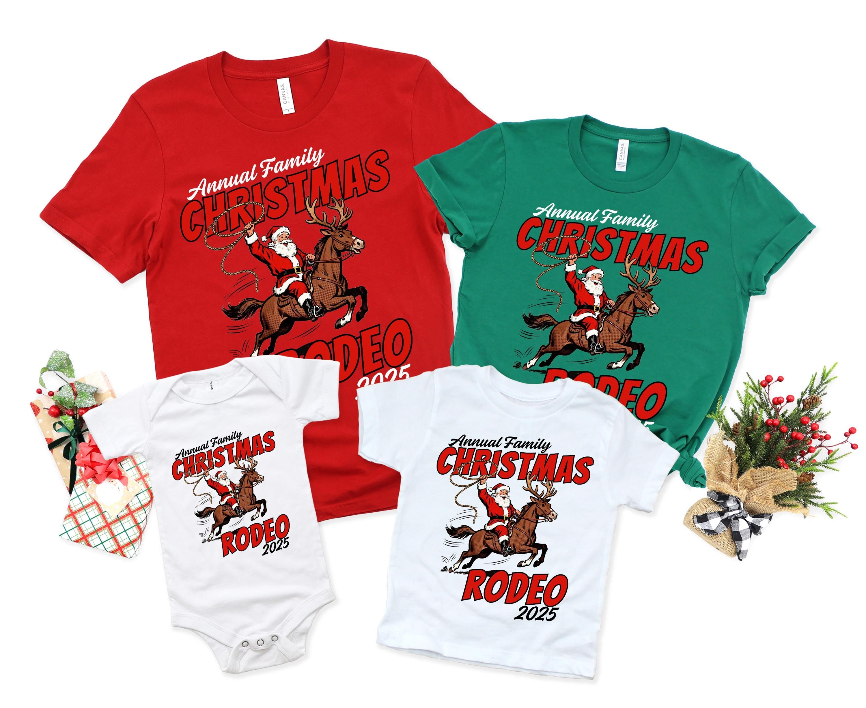 2025 Retro Western Christmas Family Rodeo Shirt, Matching Family Christmas, Family Christmas Tops, Festive Holiday Shirt, Christmas Party,
