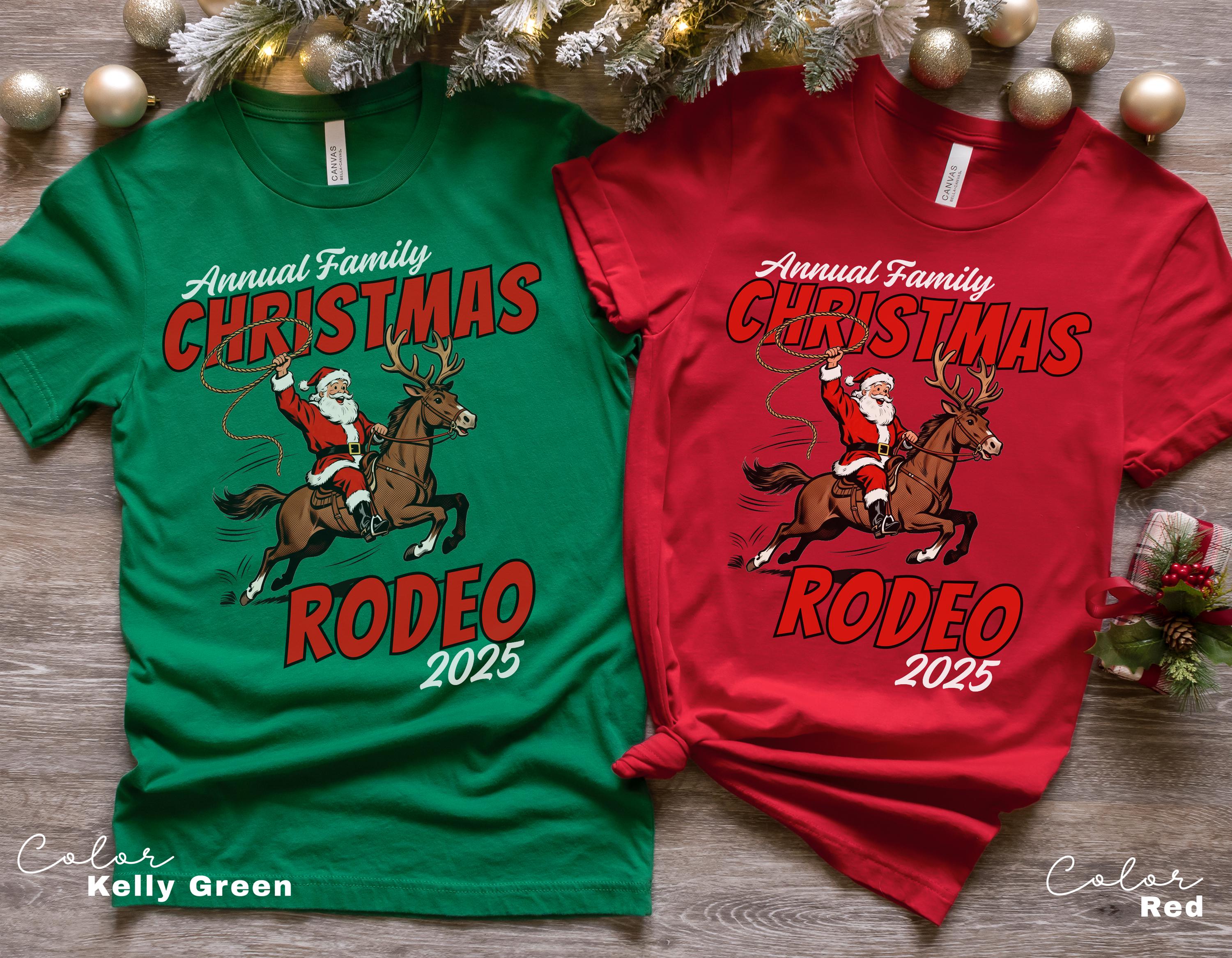 2025 Retro Western Christmas Family Rodeo Shirt, Matching Family Christmas, Family Christmas Tops, Festive Holiday Shirt, Christmas Party,
