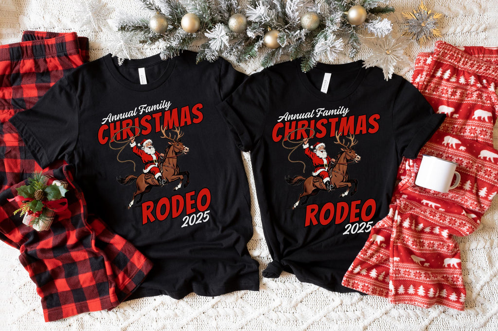 2025 Retro Western Christmas Family Rodeo Shirt, Matching Family Christmas, Family Christmas Tops, Festive Holiday Shirt, Christmas Party,