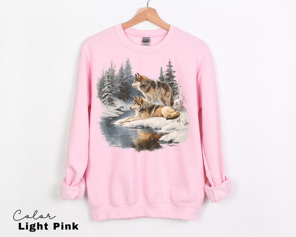 Retro Wolf 90s Sweatshirt, Vintage Nature Wildlife Forest Crewneck