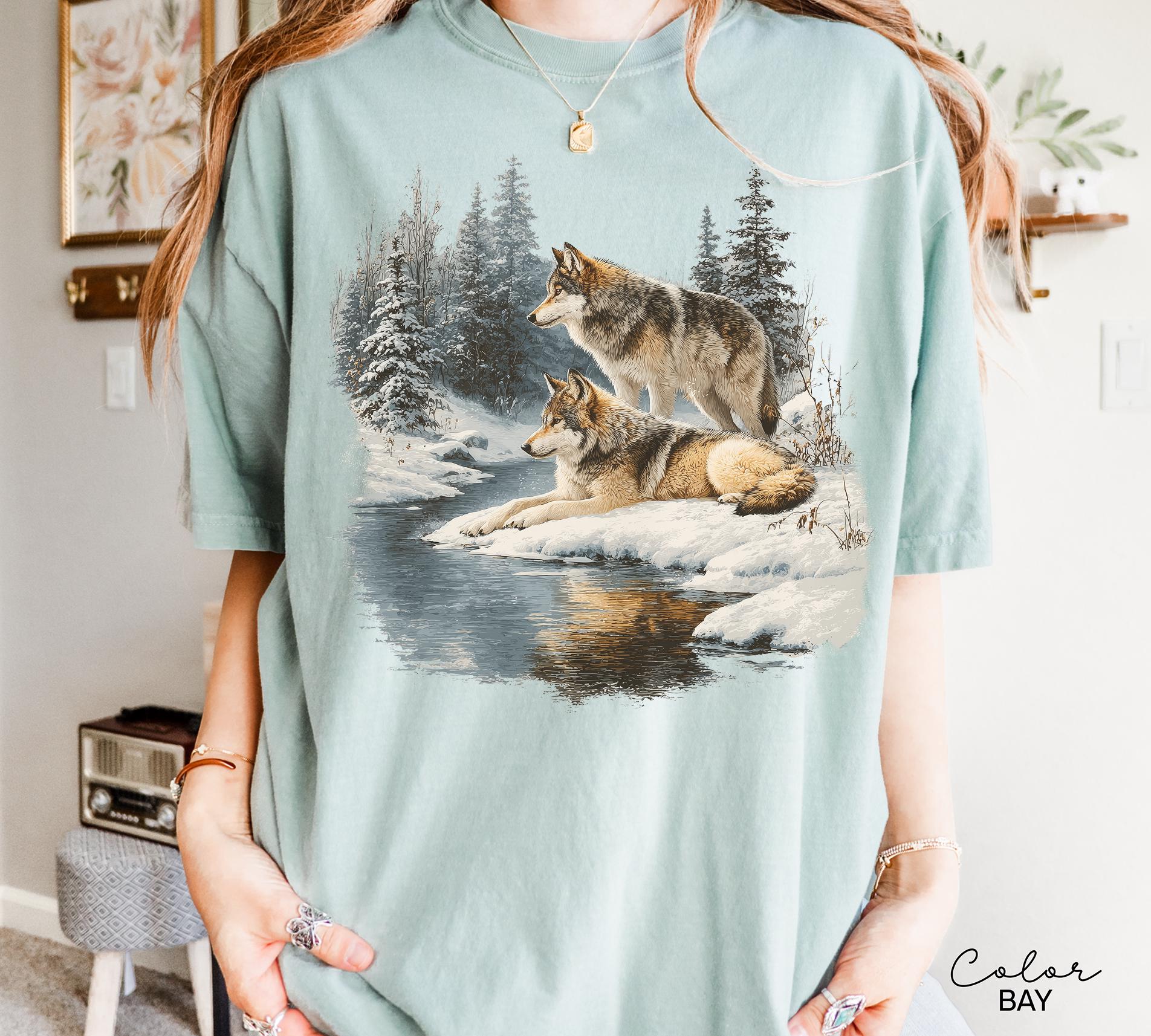 Retro Wolf 90s Sweatshirt, Vintage Nature Wildlife Forest Crewneck