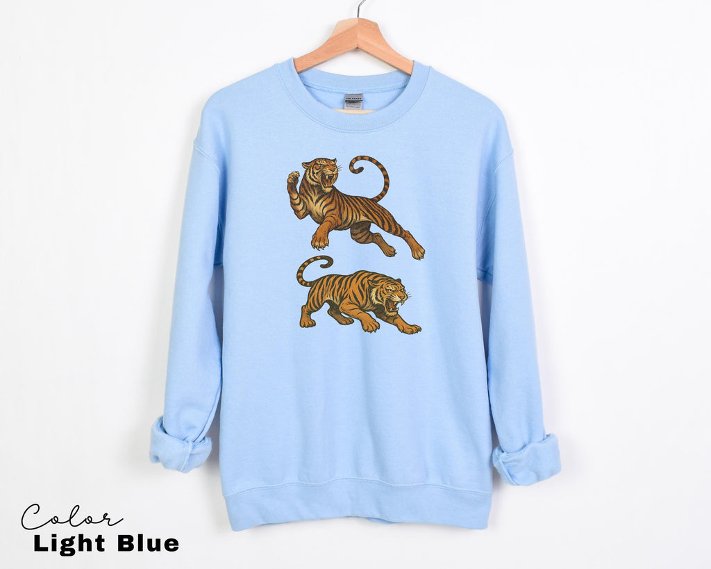 Retro Tiger T-Shirt Sweatshirt, 90s Animal Gift for Tiger Lover, Vintage style Tiger Wild Cat Shirt retro Jungle Safari Tiger Graphic Tee
