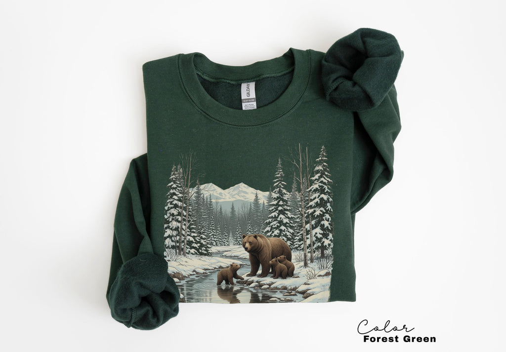 Retro Bear Sweatshirt, Vintage Fall Hunter Scene Shirt, 90s Forest Nature Outfit Crewneck, Americana Nostalgia Grizzly Bear, Nature Camping