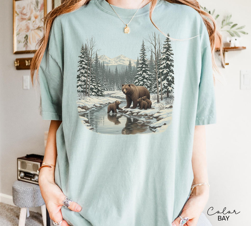 Retro Bear Sweatshirt, Vintage Fall Hunter Scene Crewneck