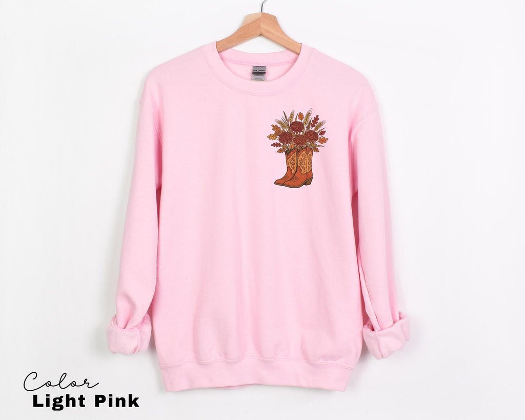 Cowgirl Boots Wildflowers Retro Western Graphic Sweatshirt