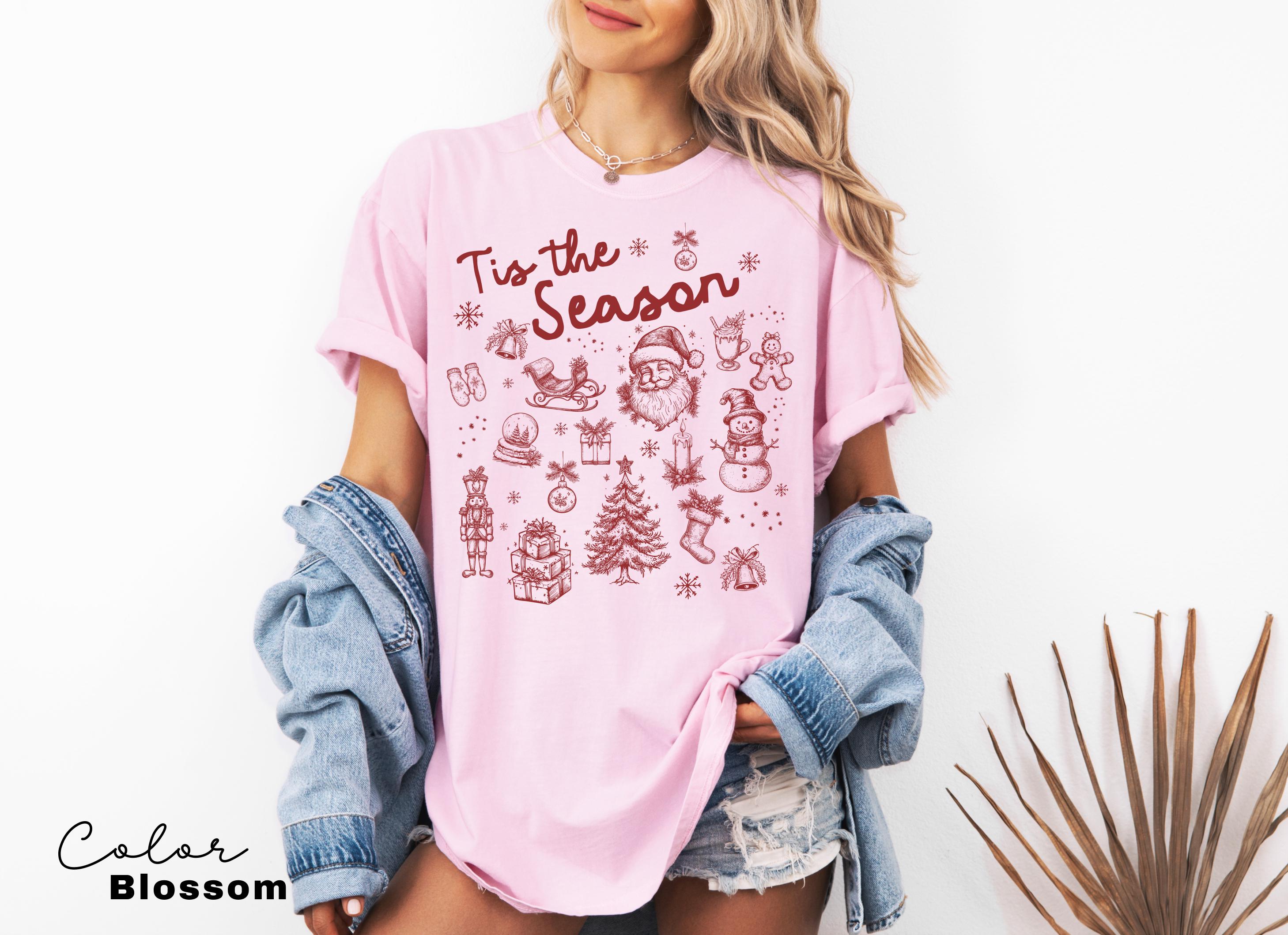 Tis the Season Christmas Shirt, Comfort Colors Shirt, Doodle Retro Vintage Style Tee