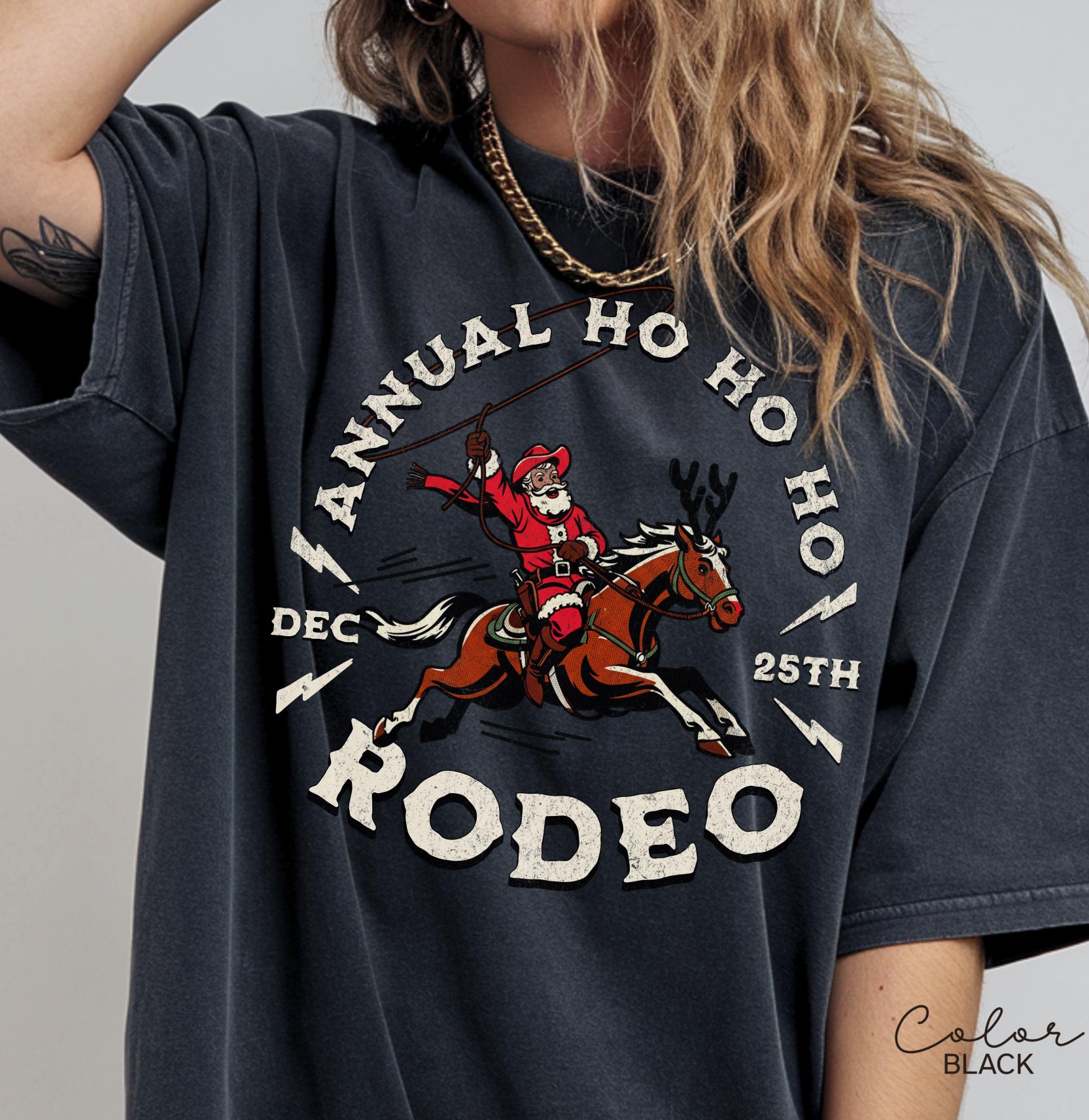 Cowboy Santa Western Roping Christmas Shirt, Annual Ho Ho Ho Rodeo Santa Shirt, Vintage Style Christmas Shirt