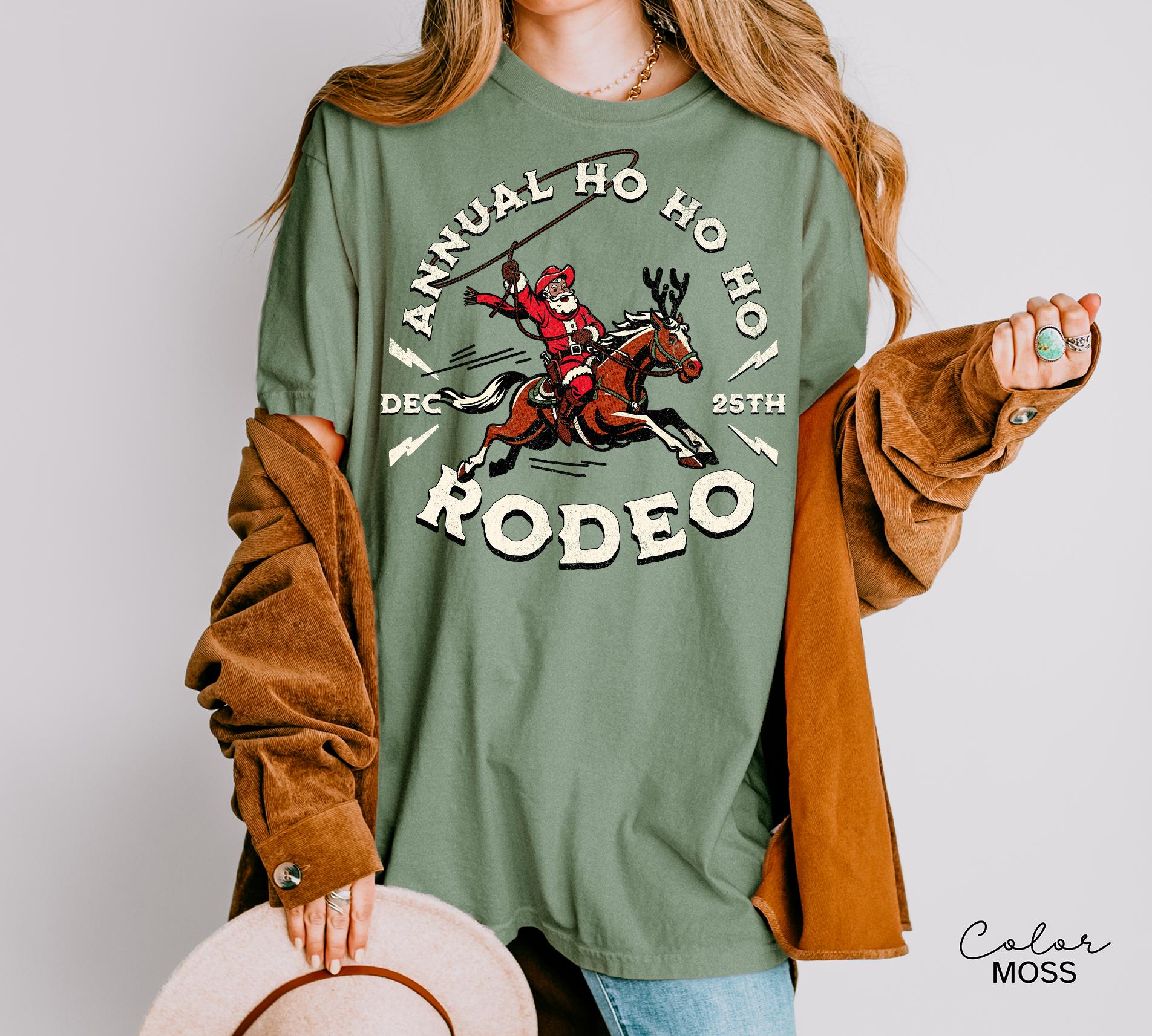 Cowboy Santa Western Roping Christmas Shirt, Annual Ho Ho Ho Rodeo Santa Shirt, Vintage Style Christmas Shirt