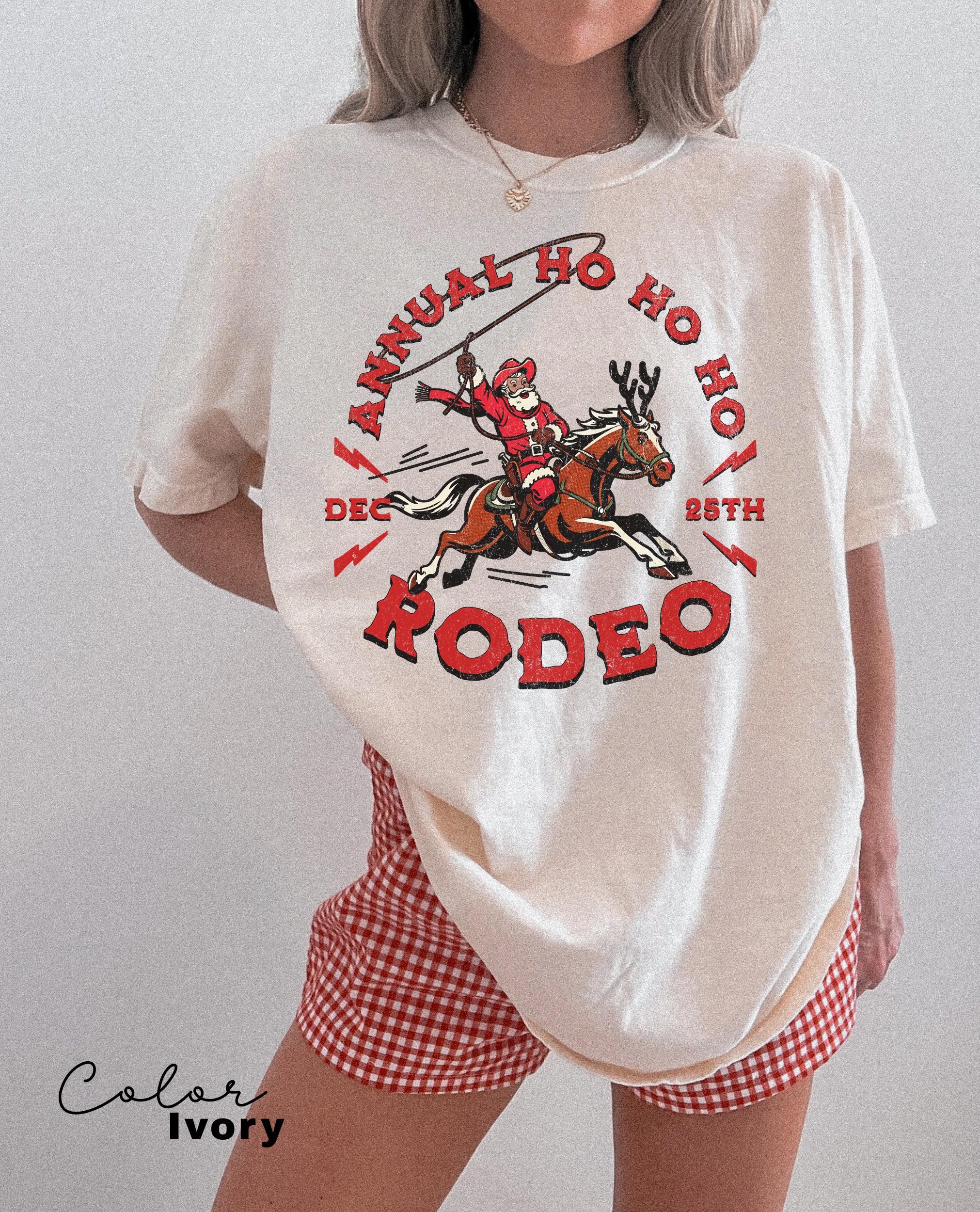 Cowboy Santa Western Roping Christmas Shirt, Annual Ho Ho Ho Rodeo Santa Shirt, Vintage Style Christmas Shirt