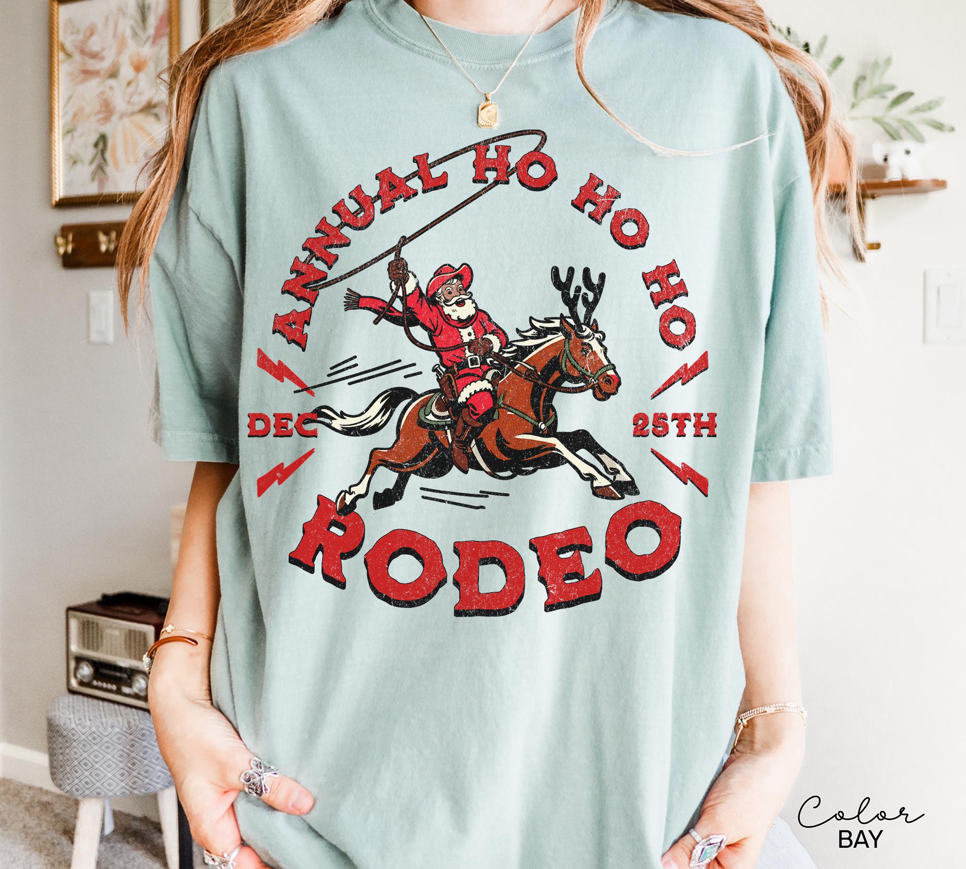 Cowboy Santa Western Roping Christmas Shirt, Annual Ho Ho Ho Rodeo Santa Shirt, Vintage Style Christmas Shirt