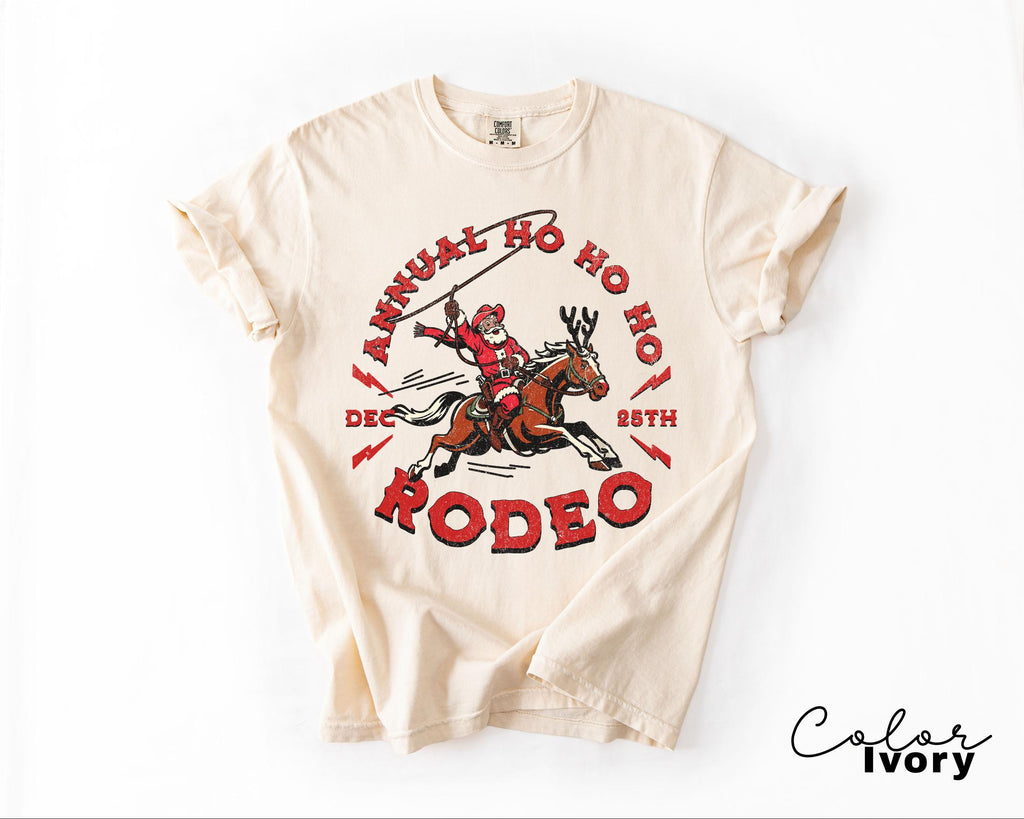 Cowboy Santa Western Roping Christmas Shirt, Annual Ho Ho Ho Rodeo Santa Shirt, Vintage Style Christmas Shirt