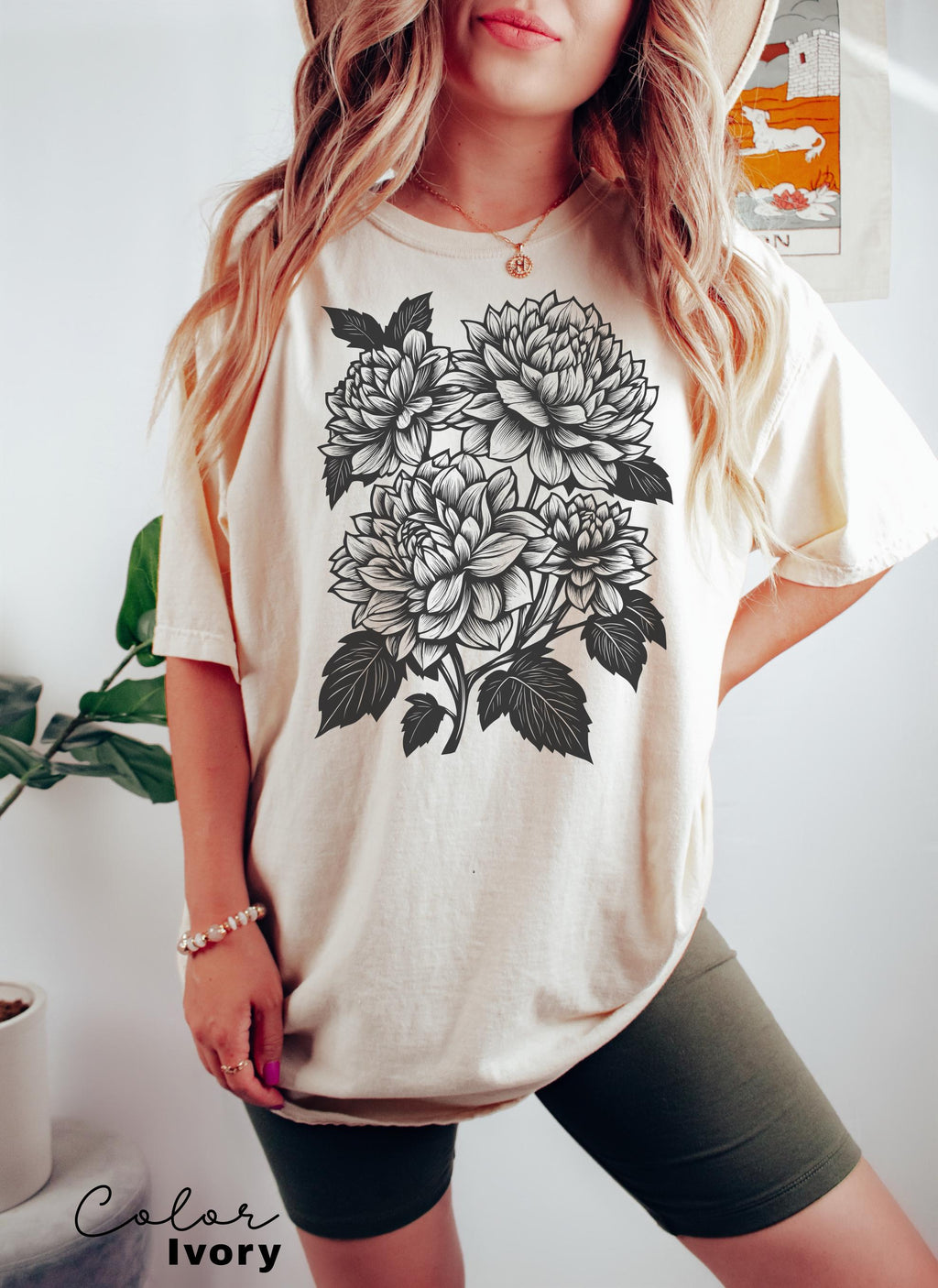 Vintage Linocut Flower Sweatshirt, Retro Floral T-shirt, Cottagecore Boho Botanical Shirt, Dark Academia Flower,