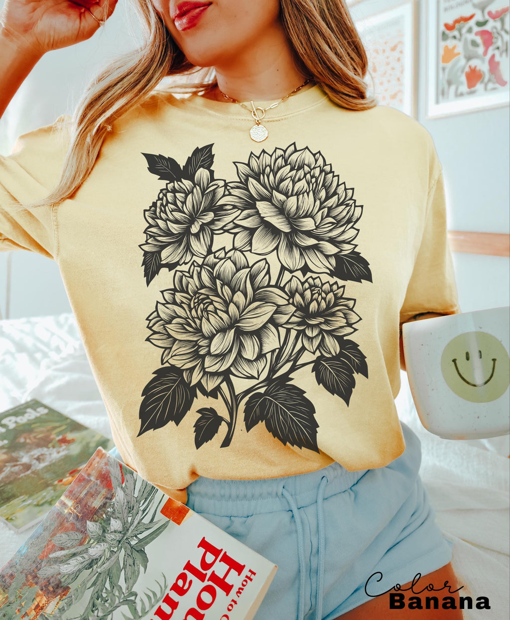 Vintage Linocut Flower Sweatshirt, Retro Floral T-shirt, Cottagecore Boho Botanical Shirt, Dark Academia Flower,