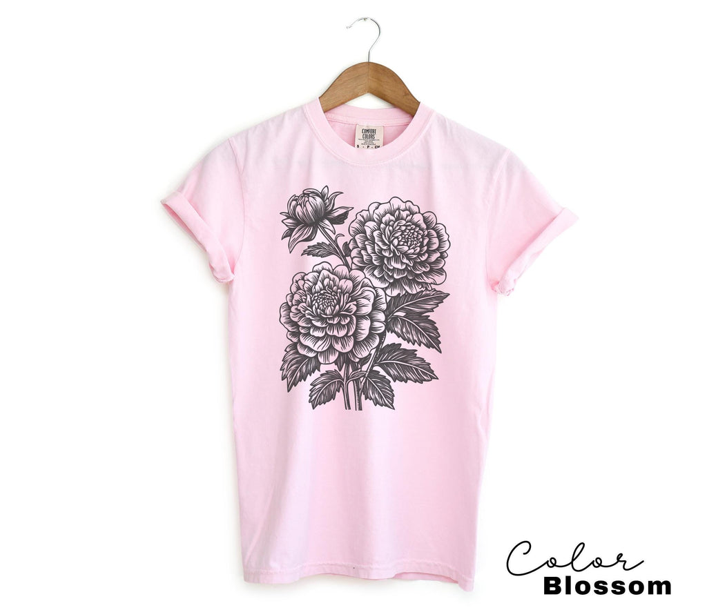 Vintage Linocut Flower Sweatshirt, Retro Floral Cottagecore Shirt