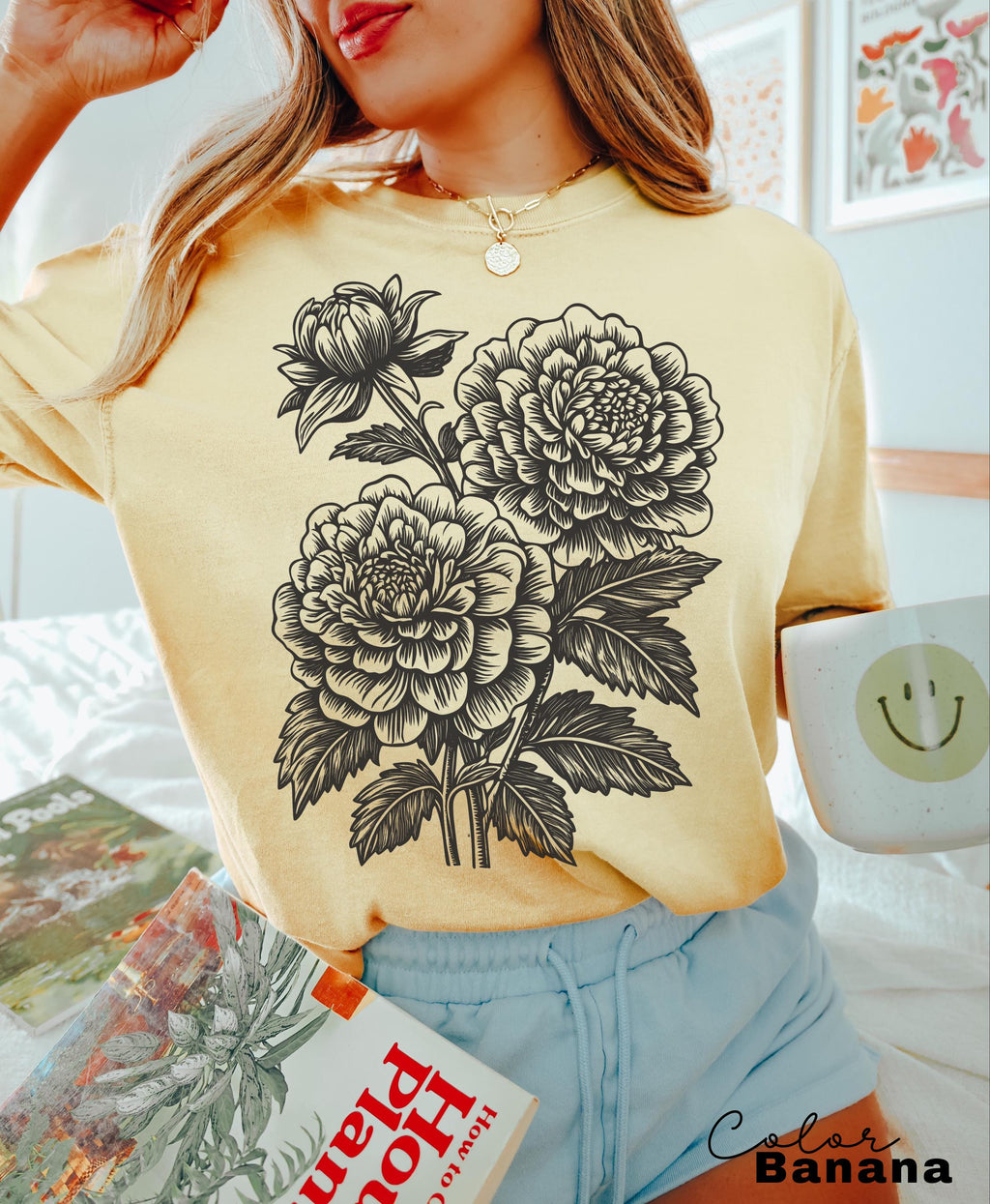 Vintage Linocut Flower Sweatshirt, Retro Floral T-shirt, Cottagecore Boho Botanical Shirt, Dark Academia Flower,