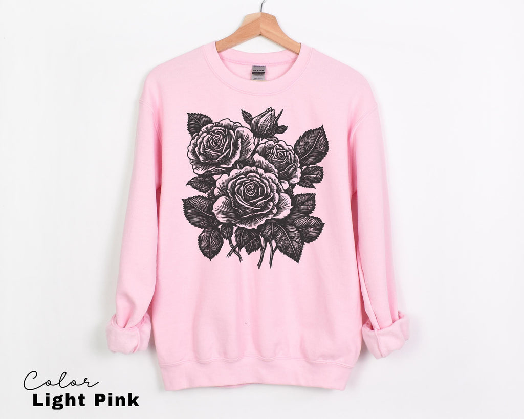Retro Linocut Flower Sweatshirt, Retro Floral T-shirt, Cottagecore Boho Botanical Shirt, Dark Academia Flower,