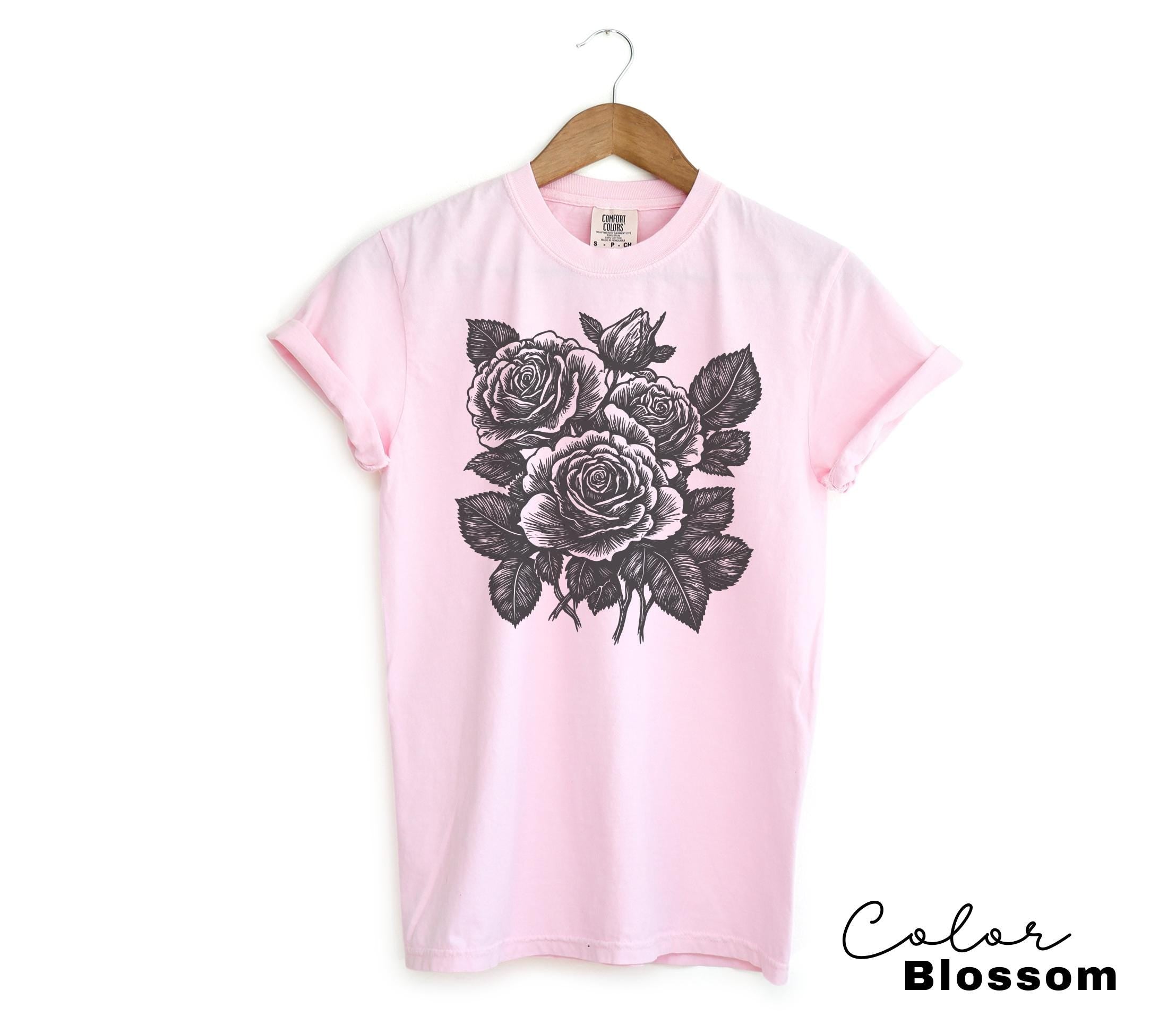 Retro Linocut Flower Sweatshirt, Cottagecore Boho Botanical Shirt