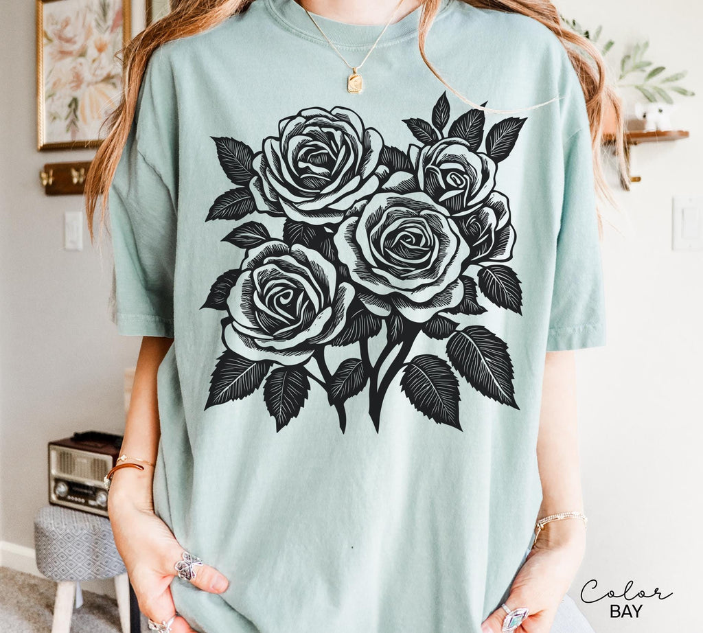 Vintage Pressed Wild Flower Sweatshirt, Retro Rose T-Shirt