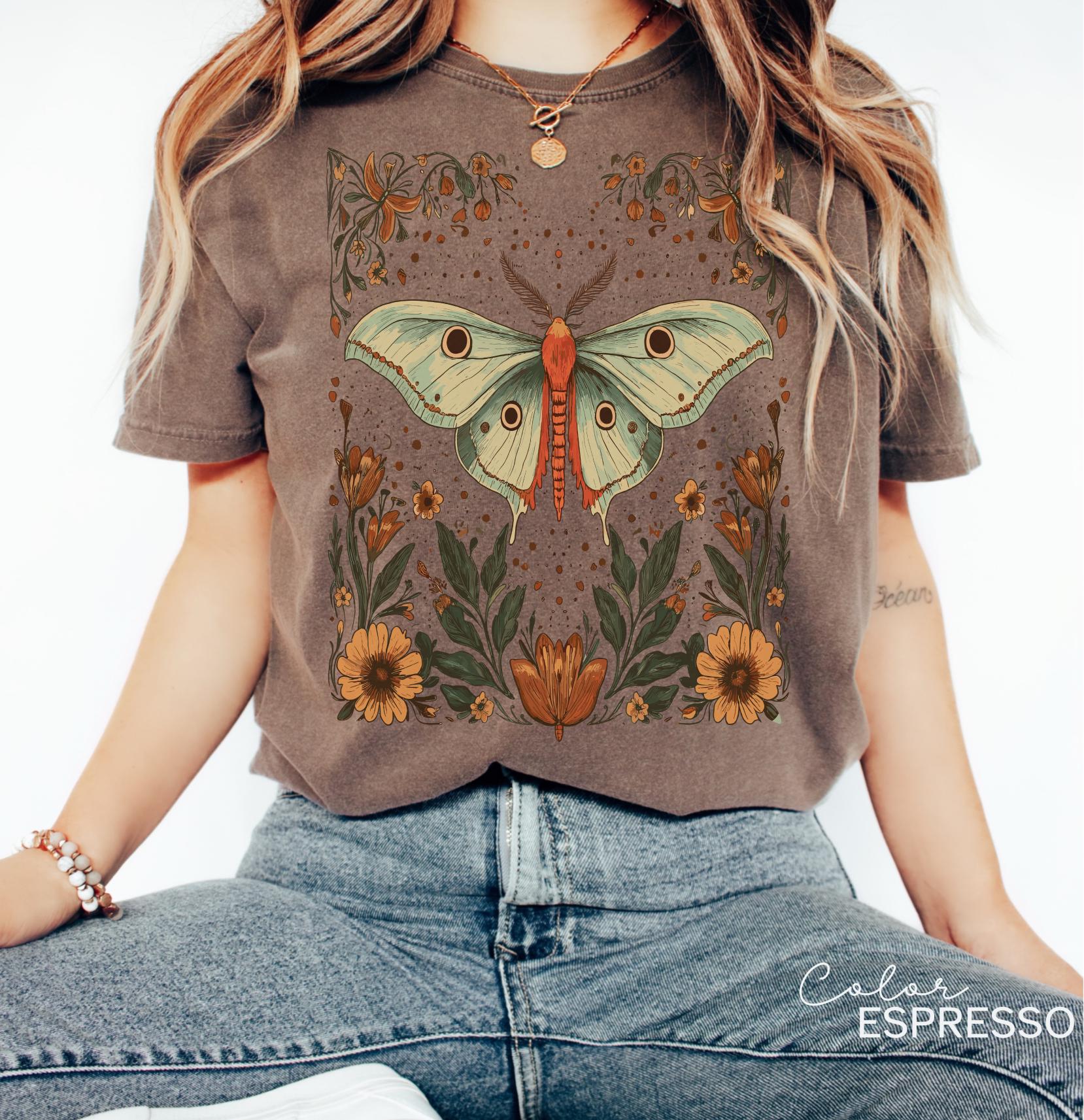 Luna Moth Sweatshirt, Cottagecore Floral Nature Lover Shirt