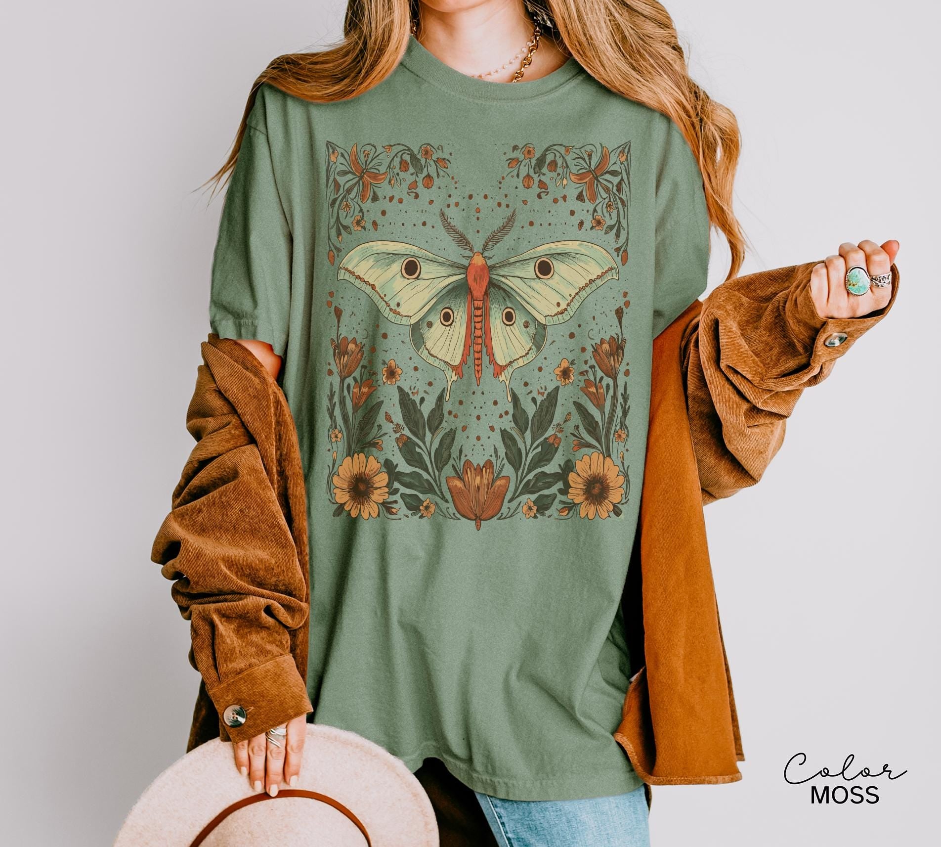 Luna Moth Sweatshirt, Cottagecore Floral Nature Lover Shirt