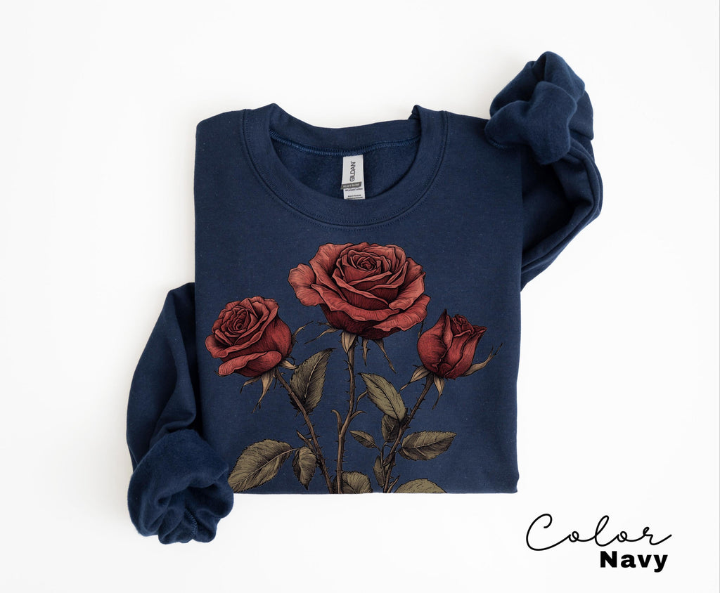 Rose Flower Sweatshirt, Vintage Pressed Rose T-shirt, Cottagecore Boho Botanical Shirt, Dark Academia Flower, Forestcore