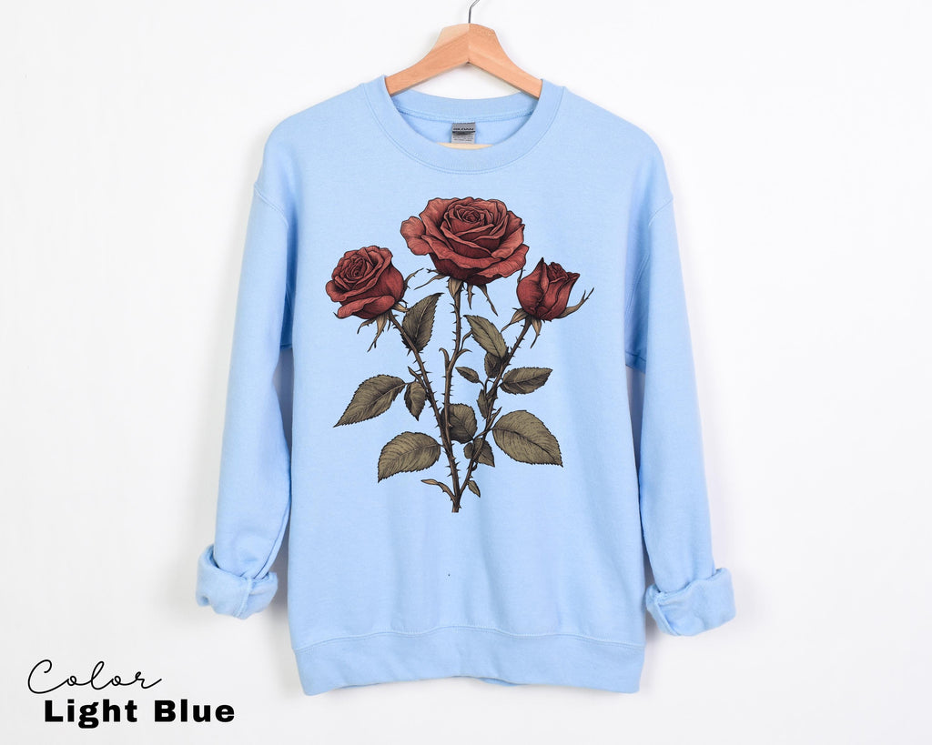 Rose Flower Sweatshirt, Vintage Pressed Rose T-shirt, Cottagecore Boho Botanical Shirt, Dark Academia Flower, Forestcore
