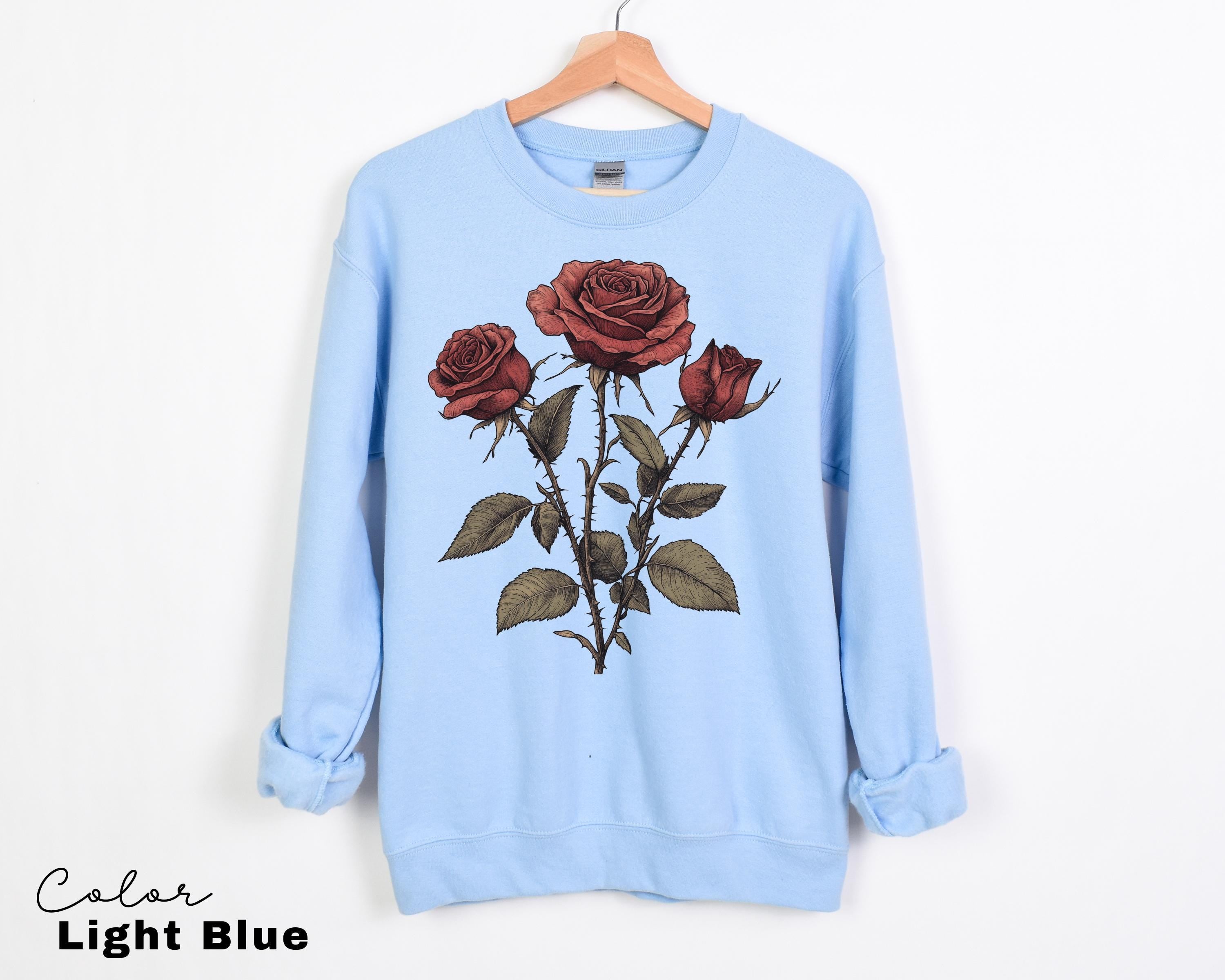 Rose Flower Sweatshirt, Vintage Pressed Rose T-shirt, Cottagecore Boho Botanical Shirt, Dark Academia Flower, Forestcore