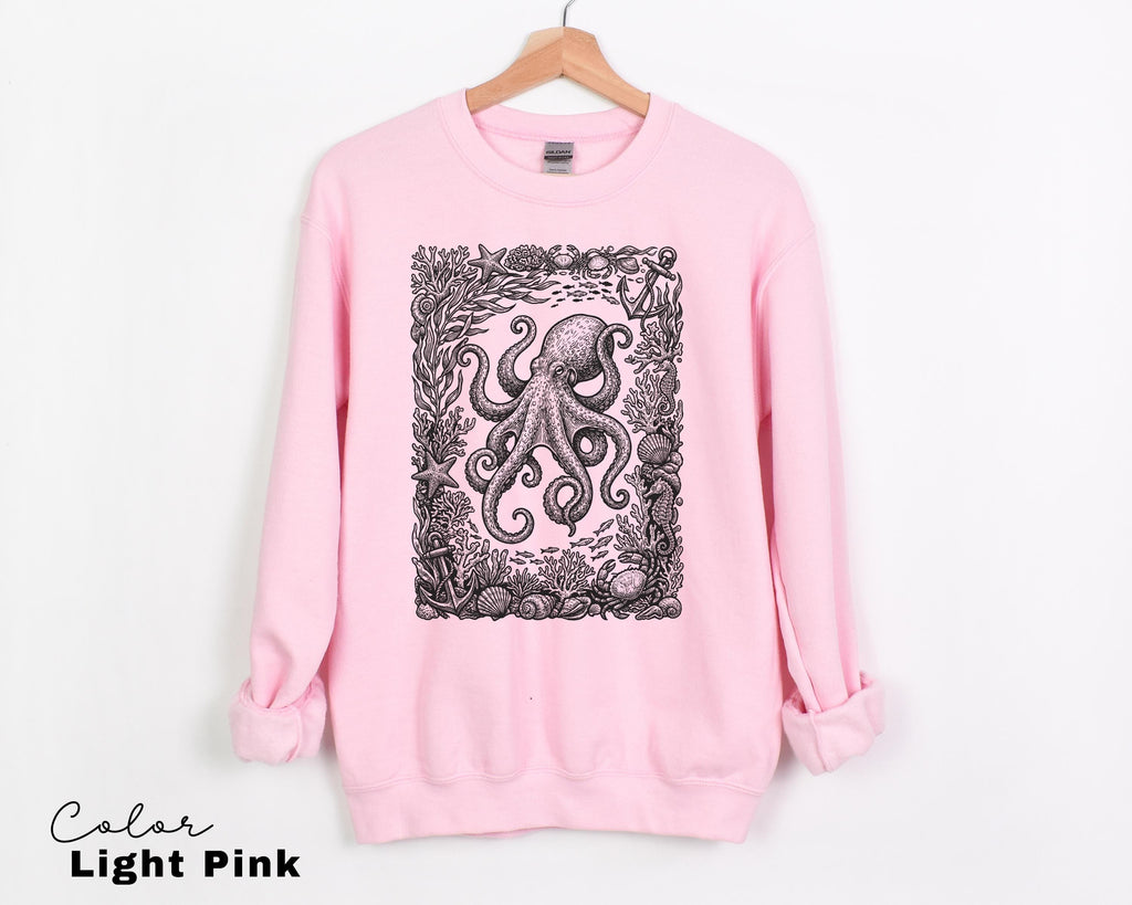 Octopus Nautical Vintage Retro Sweatshirt, Cottagecore Tee