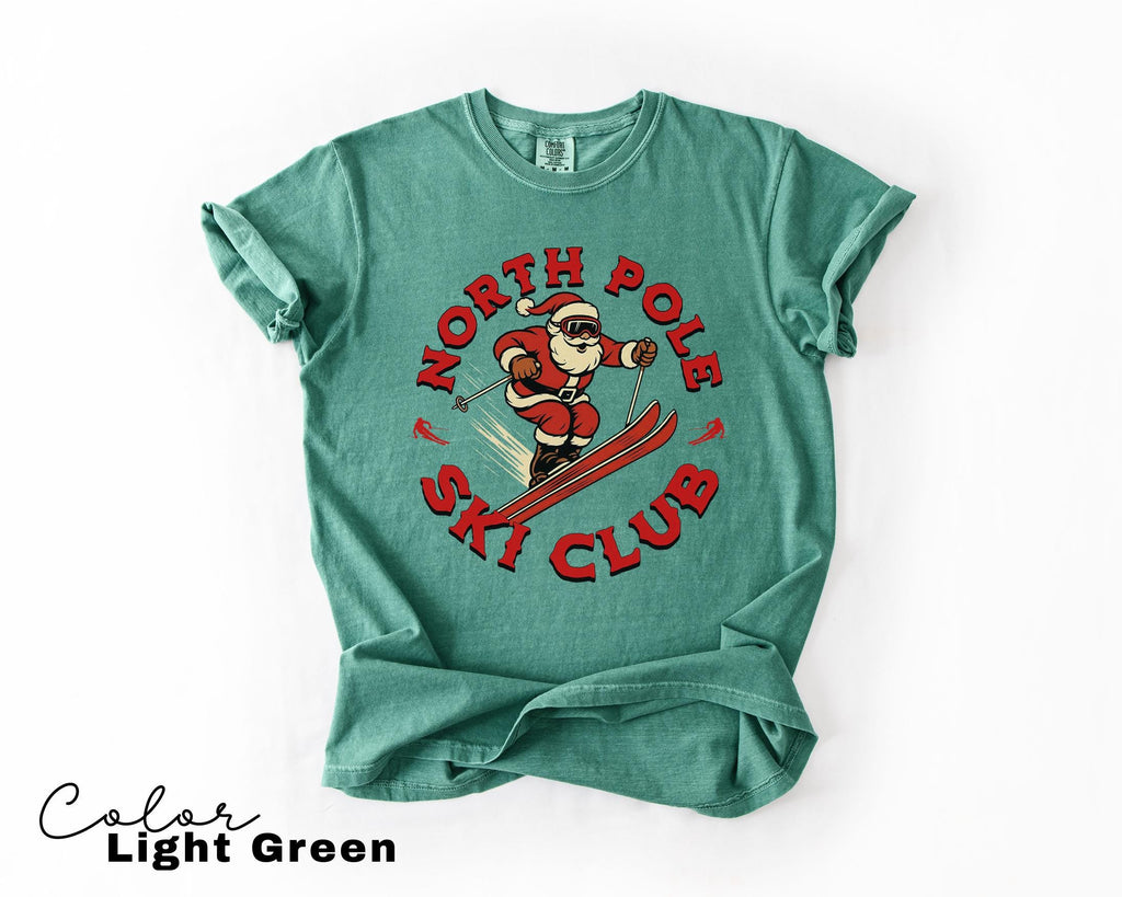 Retro Santa Claus Shirt, North Pole Ski Club, Funny Christmas Shirt, Comfort Colors Shirt, Graphic Tee, Xmas Shirt, Ski Shirt