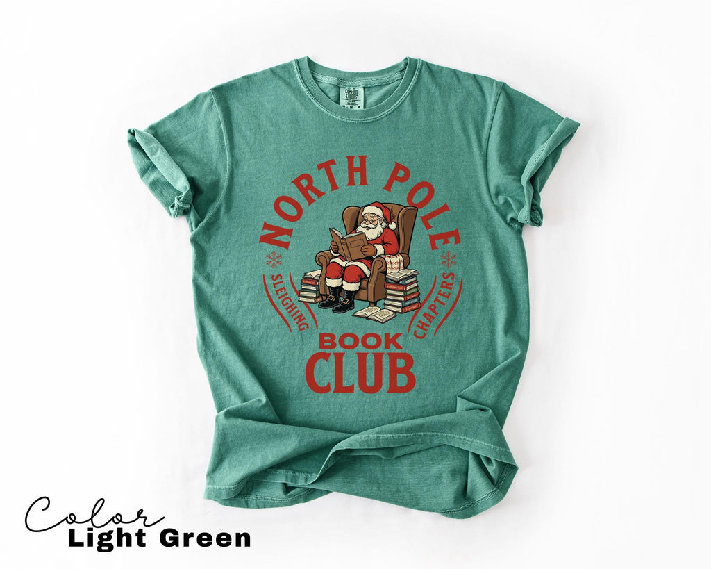 Retro Santa Claus Shirt, North Pole Book Club Shirt, Funny Christmas Shirt, Comfort Colors Shirt, Graphic Tee, Book Lover Gift
