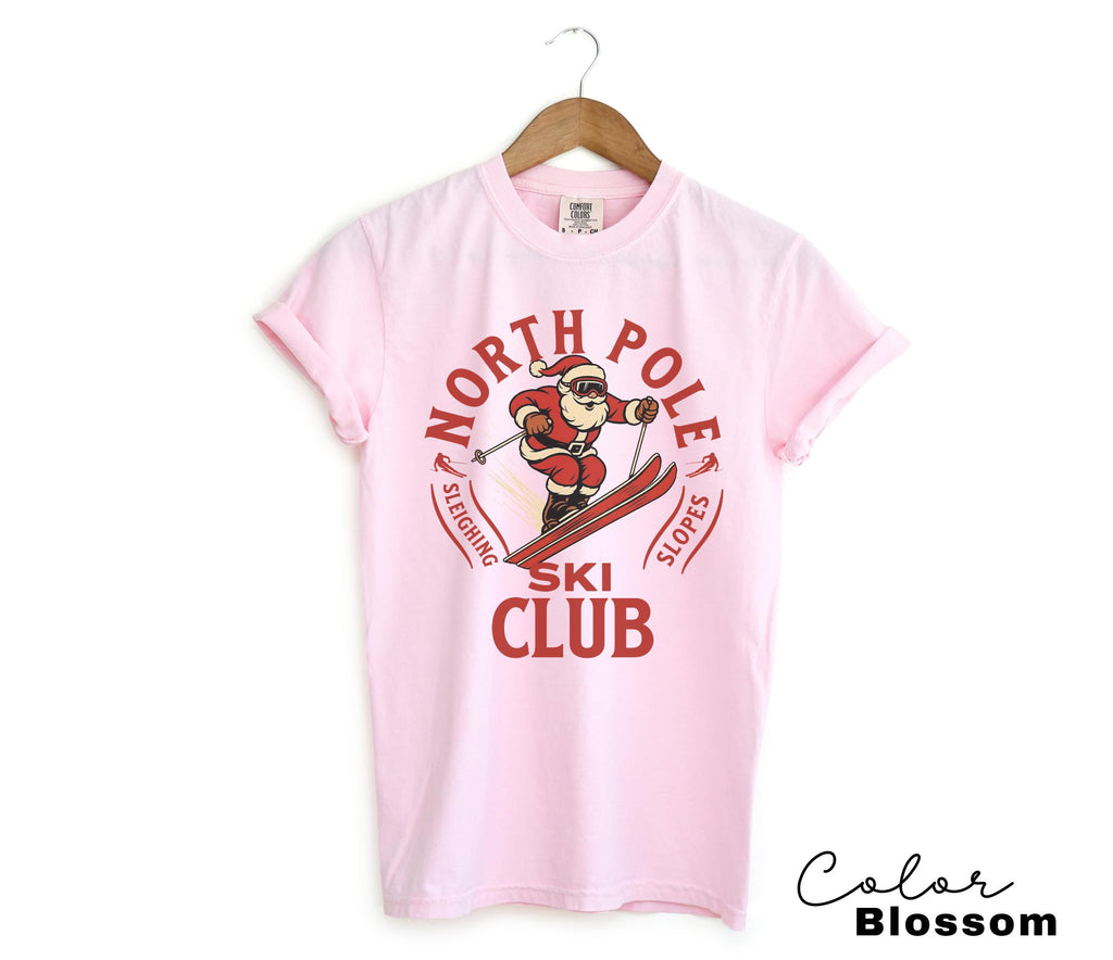 Retro Santa Claus Shirt, North Pole Ski Club, Funny Christmas Shirt, Comfort Colors Shirt, Graphic Tee, Xmas Shirt, Ski Shirt