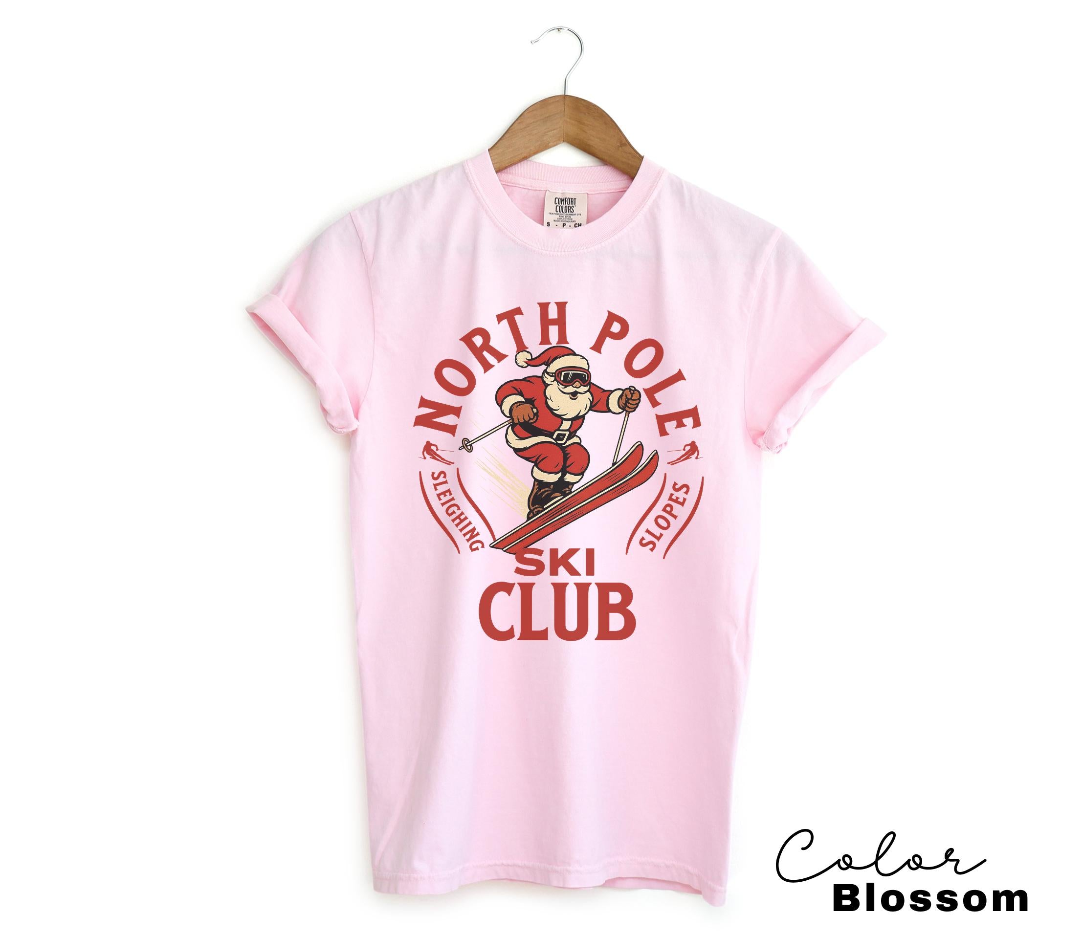 Retro Santa Claus Shirt, North Pole Ski Club, Funny Christmas Shirt, Comfort Colors Shirt, Graphic Tee, Xmas Shirt, Ski Shirt