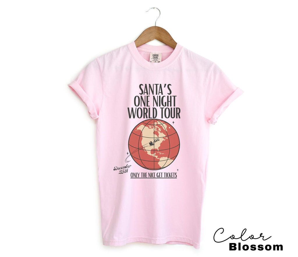 Retro Santa Claus Shirt, Funny Christmas Shirt, Santa's One Night World Tour, Comfort Colors Shirt, Graphic Tee, Xmas Shirt,