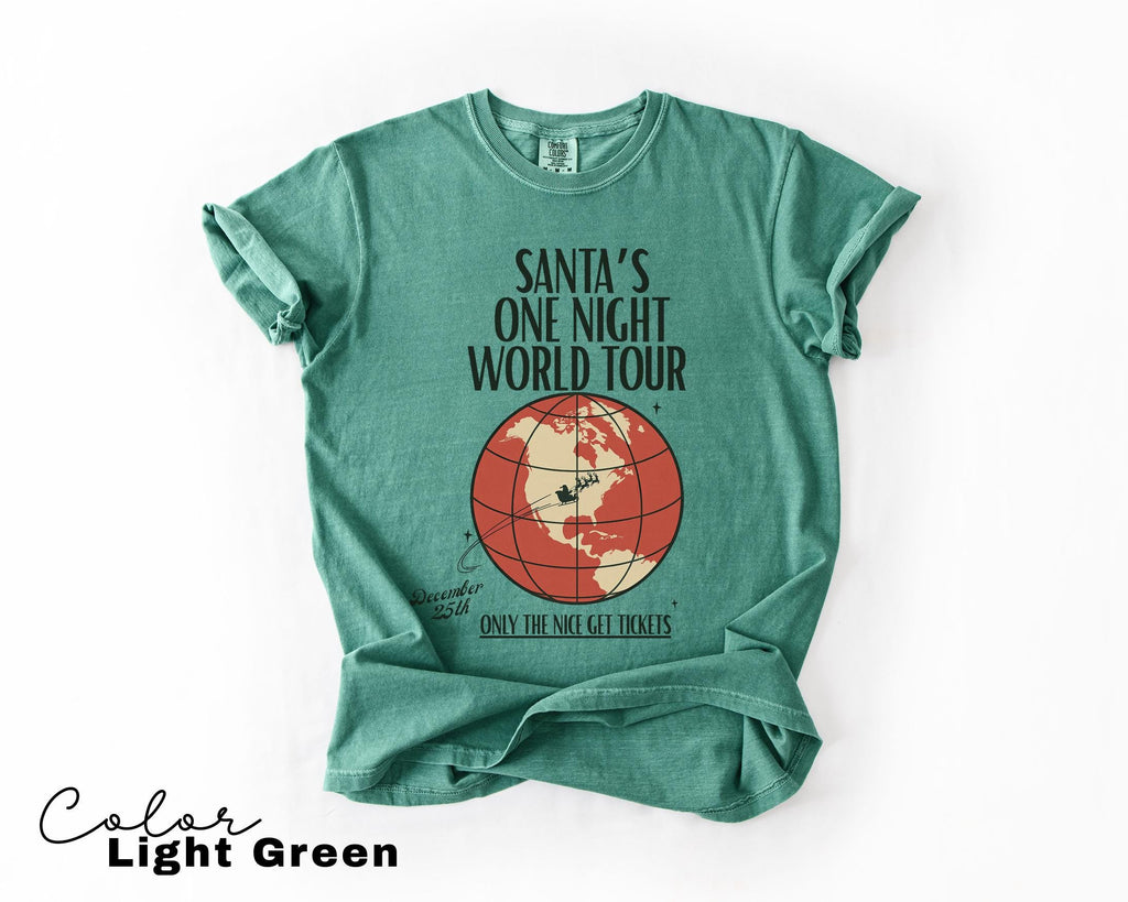 Retro Santa Claus Shirt, Funny Christmas Shirt, Santa's One Night World Tour, Comfort Colors Shirt, Graphic Tee, Xmas Shirt,