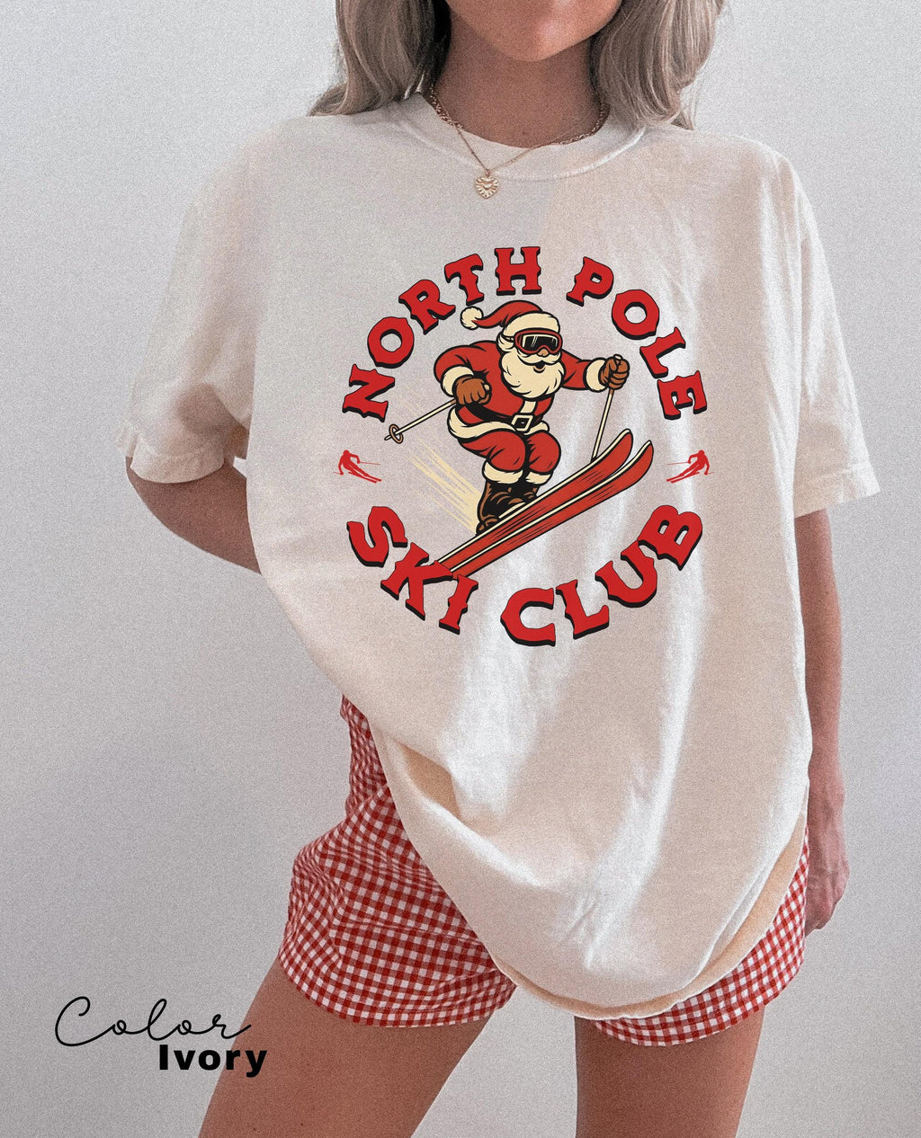 Retro Santa Claus Shirt, North Pole Ski Club, Funny Christmas Shirt, Comfort Colors Shirt, Graphic Tee, Xmas Shirt, Ski Shirt