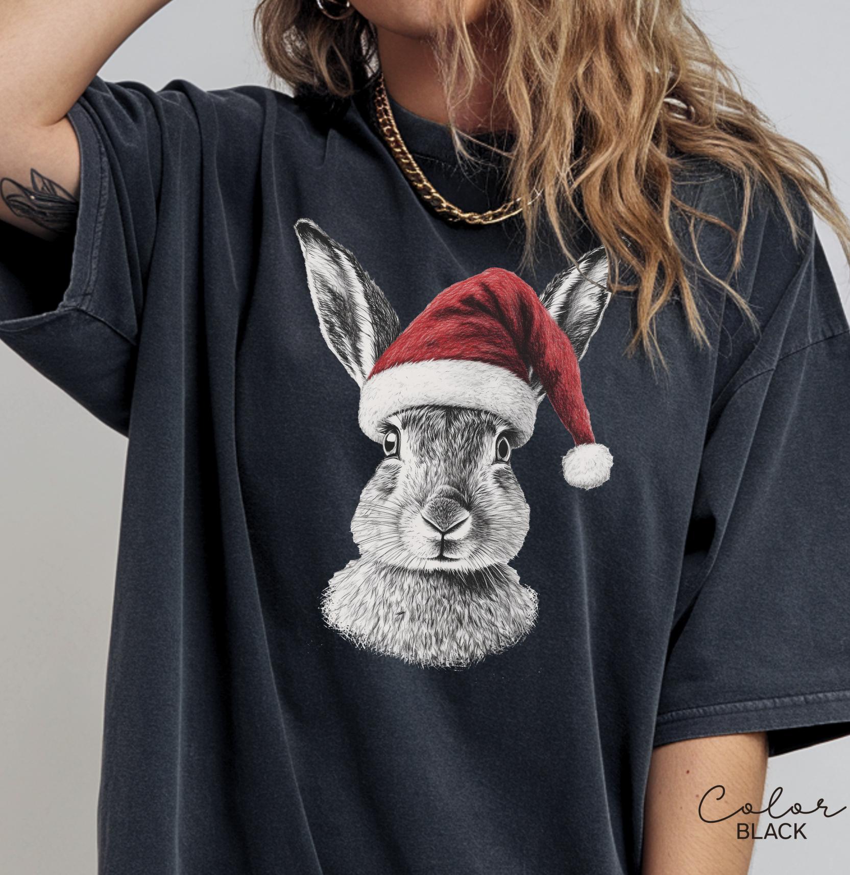 Retro 90's Animal Christmas Shirt, Rabbit Hare Shirt, Retro Nature Camping Shirt, Winter Nature Tee, Cottagecore, Woodland Animal