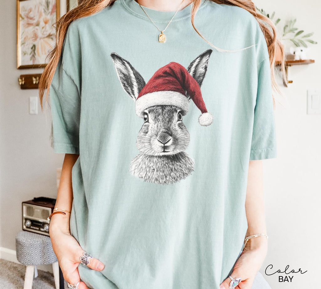 Retro 90's Animal Christmas Shirt, Rabbit Hare Shirt, Retro Nature Camping Shirt, Winter Nature Tee, Cottagecore, Woodland Animal