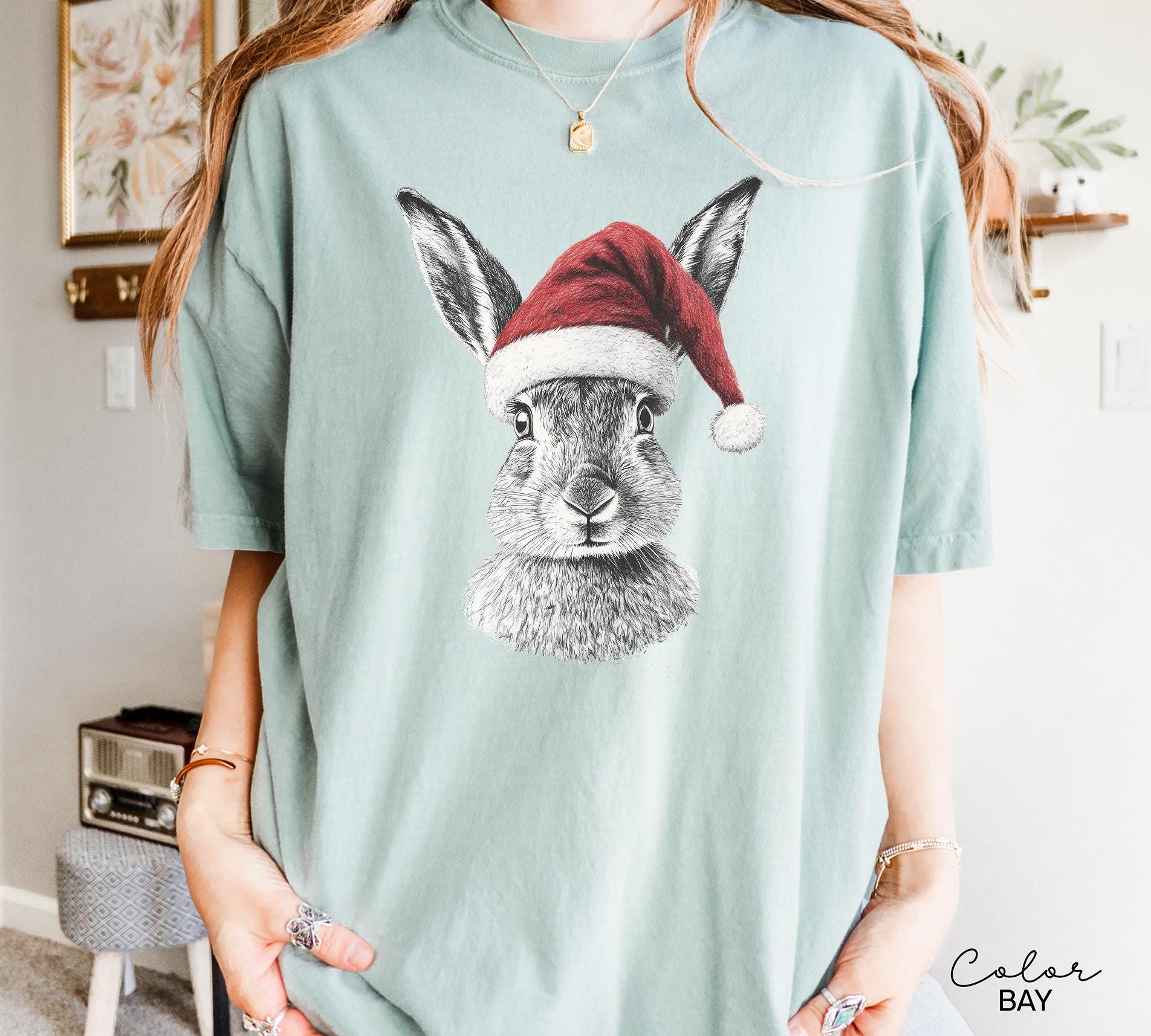 Retro 90's Animal Christmas Shirt, Rabbit Hare Shirt, Retro Nature Camping Shirt, Winter Nature Tee, Cottagecore, Woodland Animal