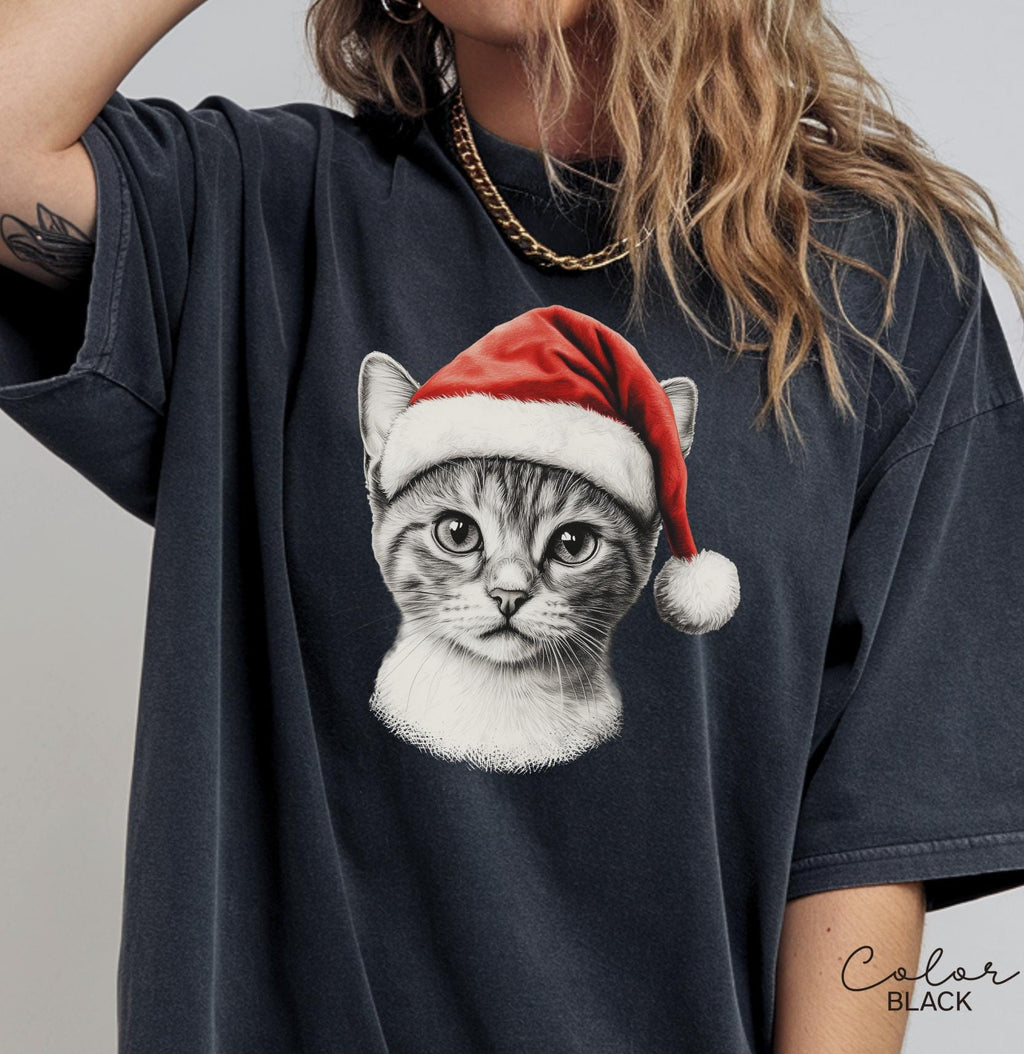 Retro 90's Cat Christmas Shirt, Kitten Christmas Shirt, Retro Christmas Cat Shirt, Winter Tee, Cottagecore, Cat Lover Gift