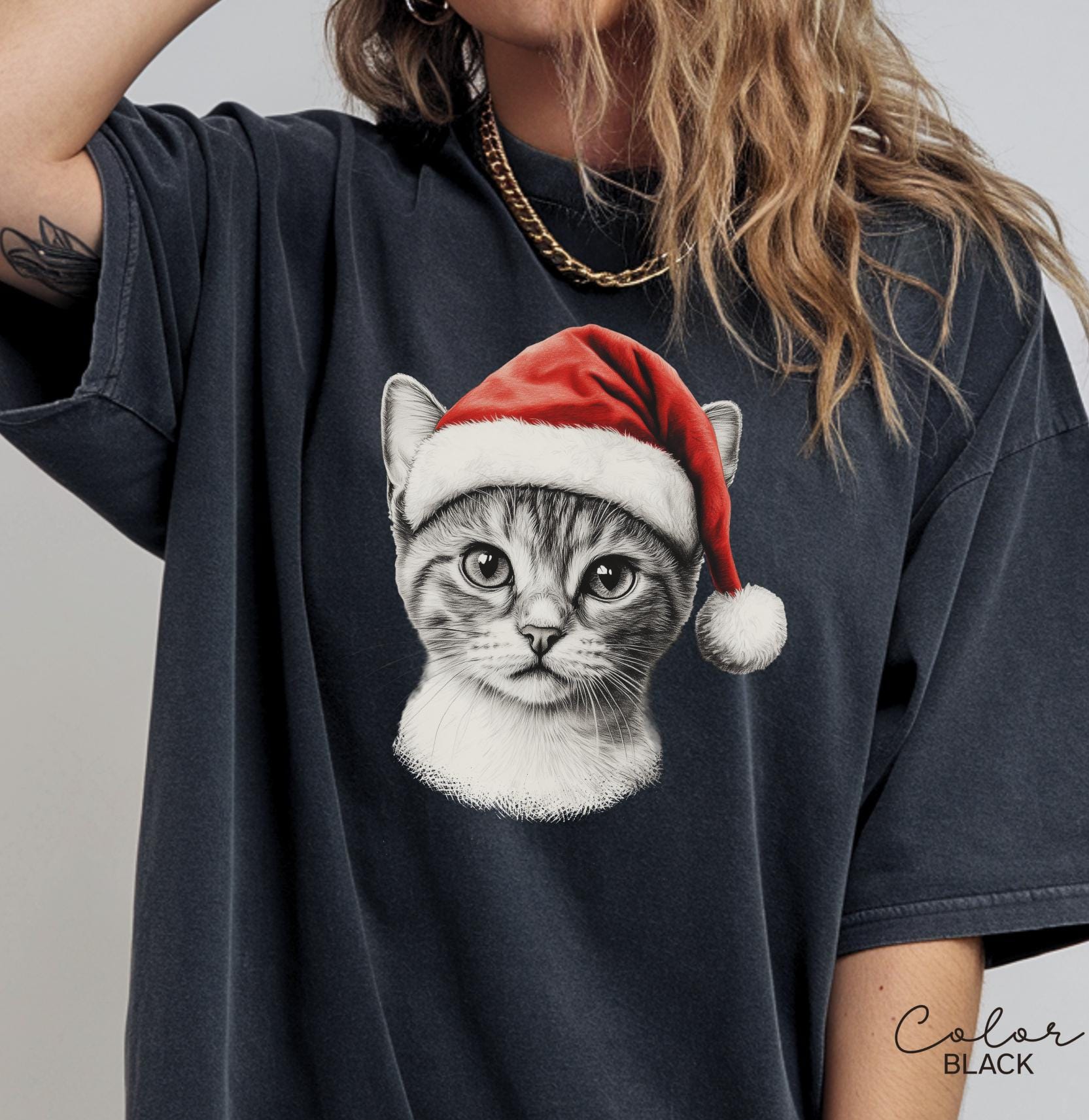 Retro 90's Cat Christmas Shirt, Kitten Christmas Shirt, Retro Christmas Cat Shirt, Winter Tee, Cottagecore, Cat Lover Gift