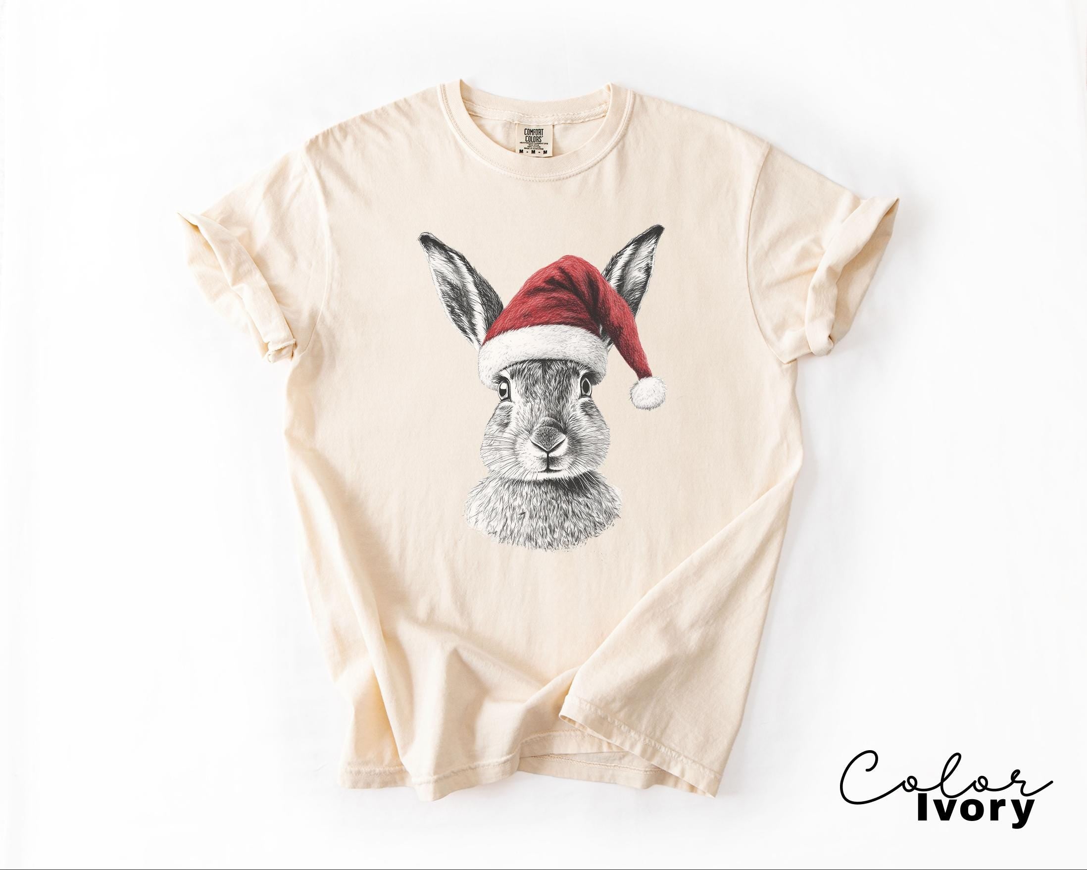 Retro 90's Animal Christmas Shirt, Rabbit Hare Shirt, Retro Nature Camping Shirt, Winter Nature Tee, Cottagecore, Woodland Animal