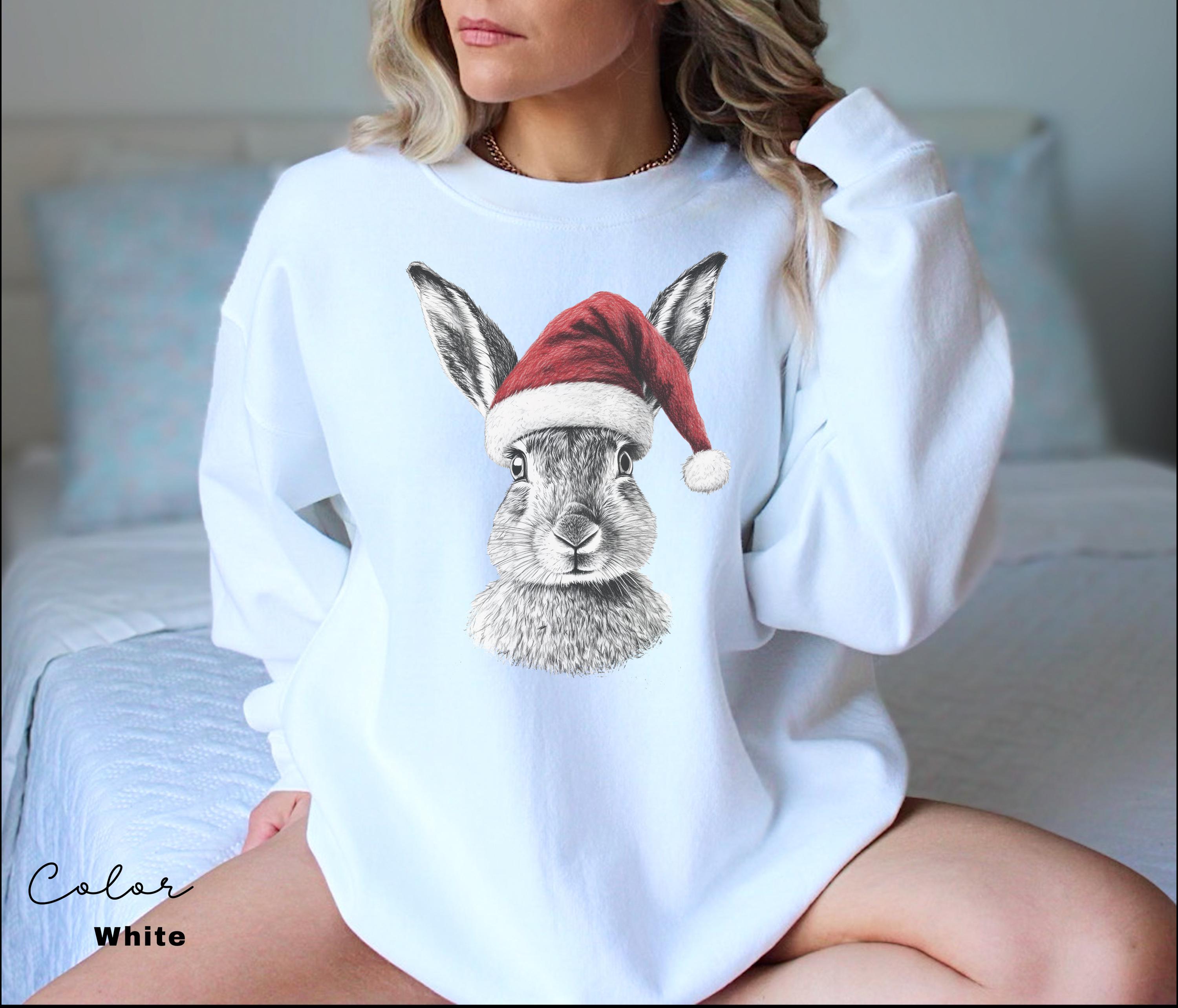 Retro 90's Animal Christmas Sweatshirt, Rabbit Hare Sweatshirt, Retro Nature Camping Crewne, Winter Nature Tee, Cottagecore, Woodland Animal