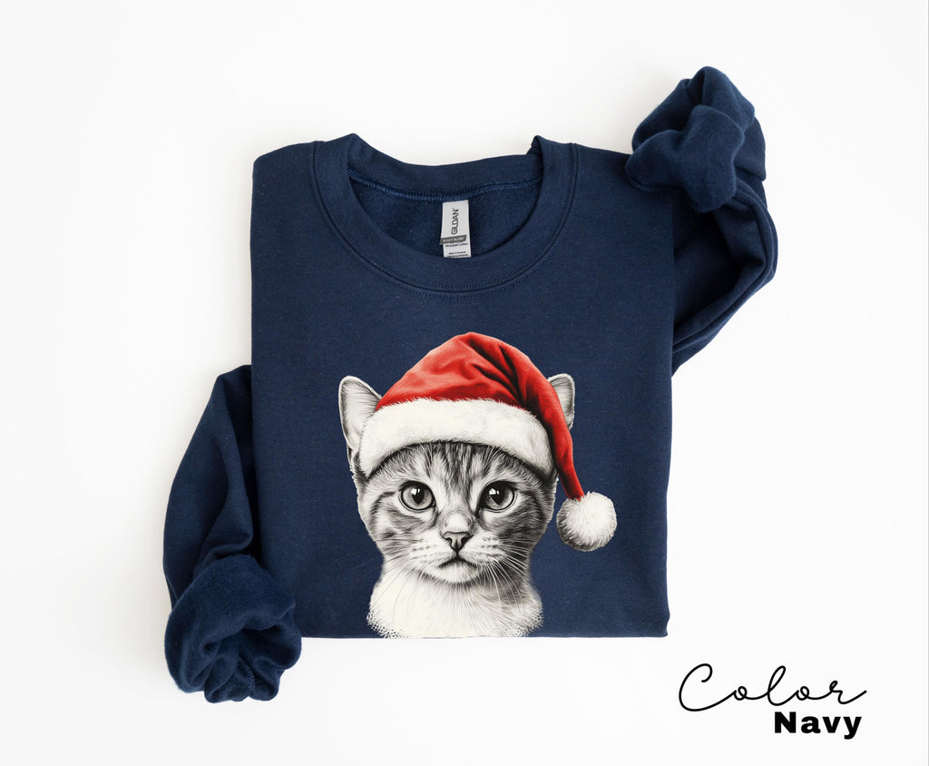 Retro 90's Cat Christmas Sweatshirt, Kitten Christmas Crewneck, Retro Nature, Winter Tee, Vintage Style, Cat Lover Gift